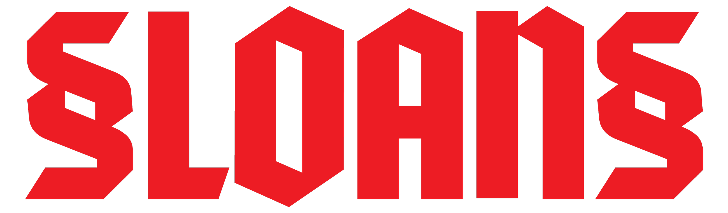 Bold red text spelling 'SLOANS' on a black background.
