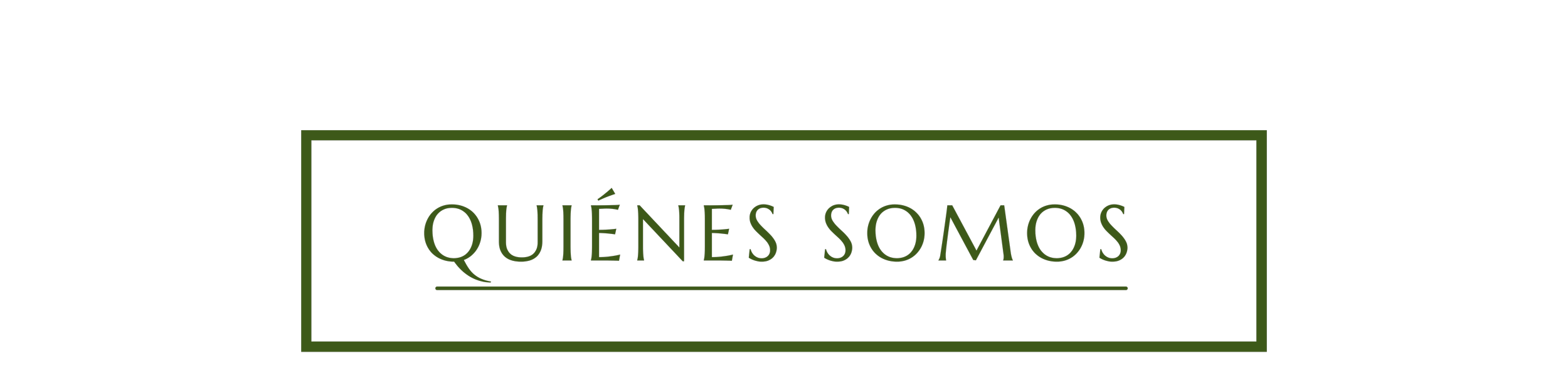 Texto en fondo negro con borde verde que dice '¿Quiénes somos' en letras verdes.