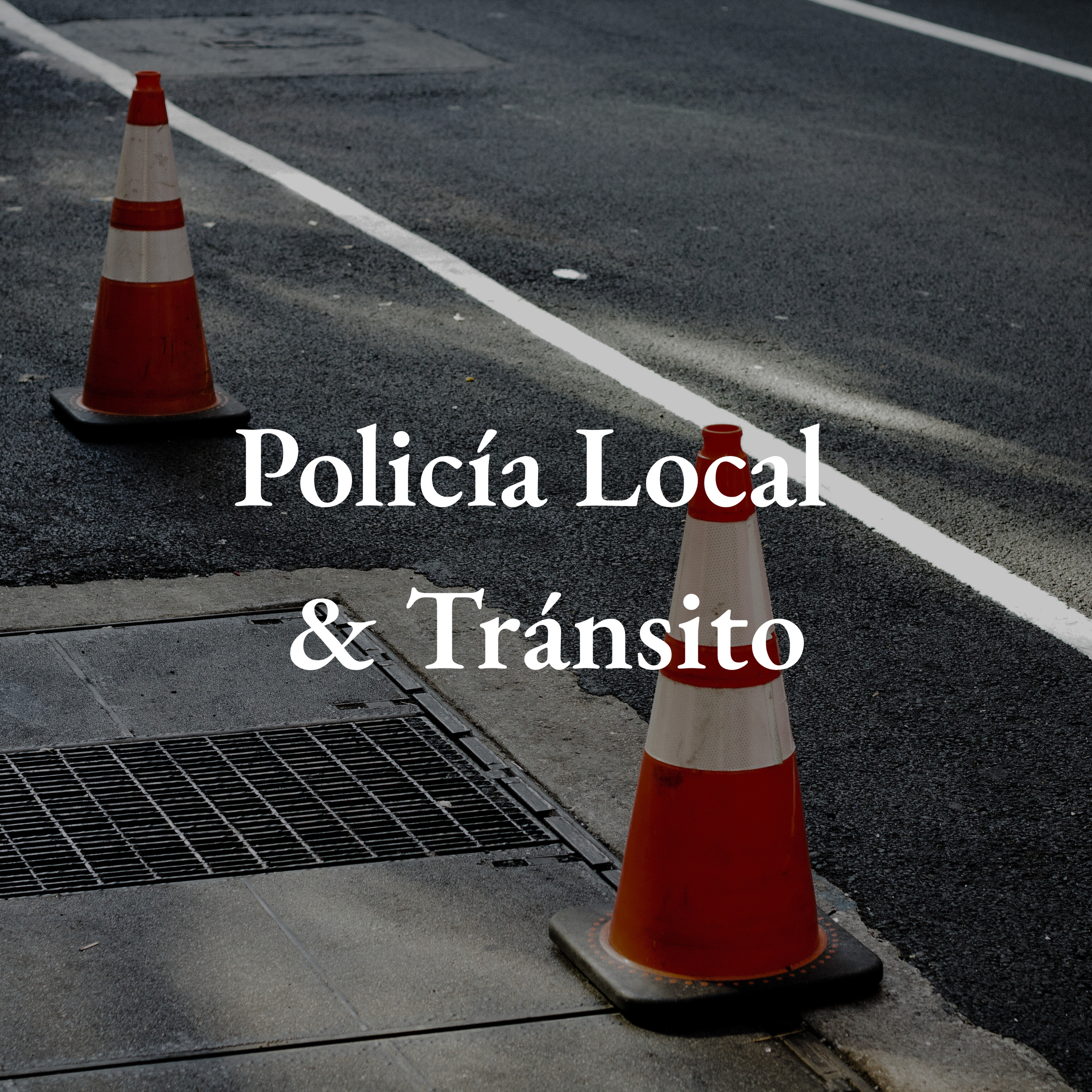 Conos de señalización en una calle de asfalto y acera