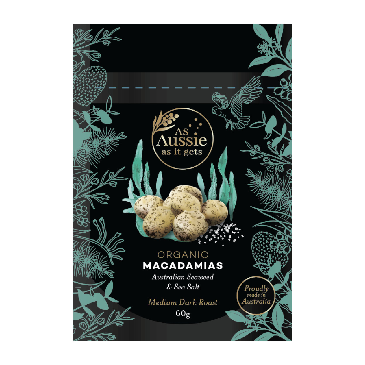 Organic Macadamias   Australian Seaweed  & Sea Salt  Medium - Dark Roast