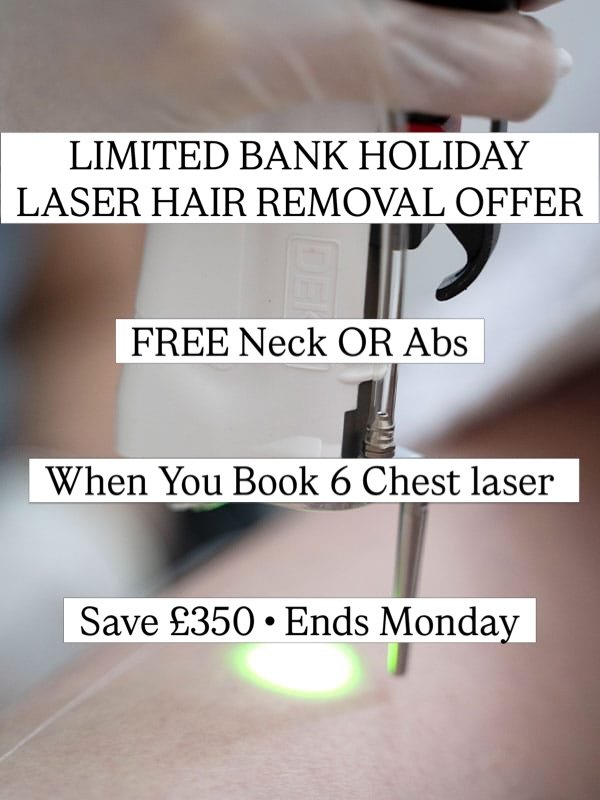 🚨 BANK HOLIDAY LASER DEALS 🚨

Men&rsquo;s laser hair removal packages now live! 

🔥 Chest Course &rarr; FREE neck or abs (save &pound;350)
🔥 Full Back Course &rarr; FREE neck + abs (save &pound;700)

Using Motus AY pain-free laser 💎

📅 Ends Mon