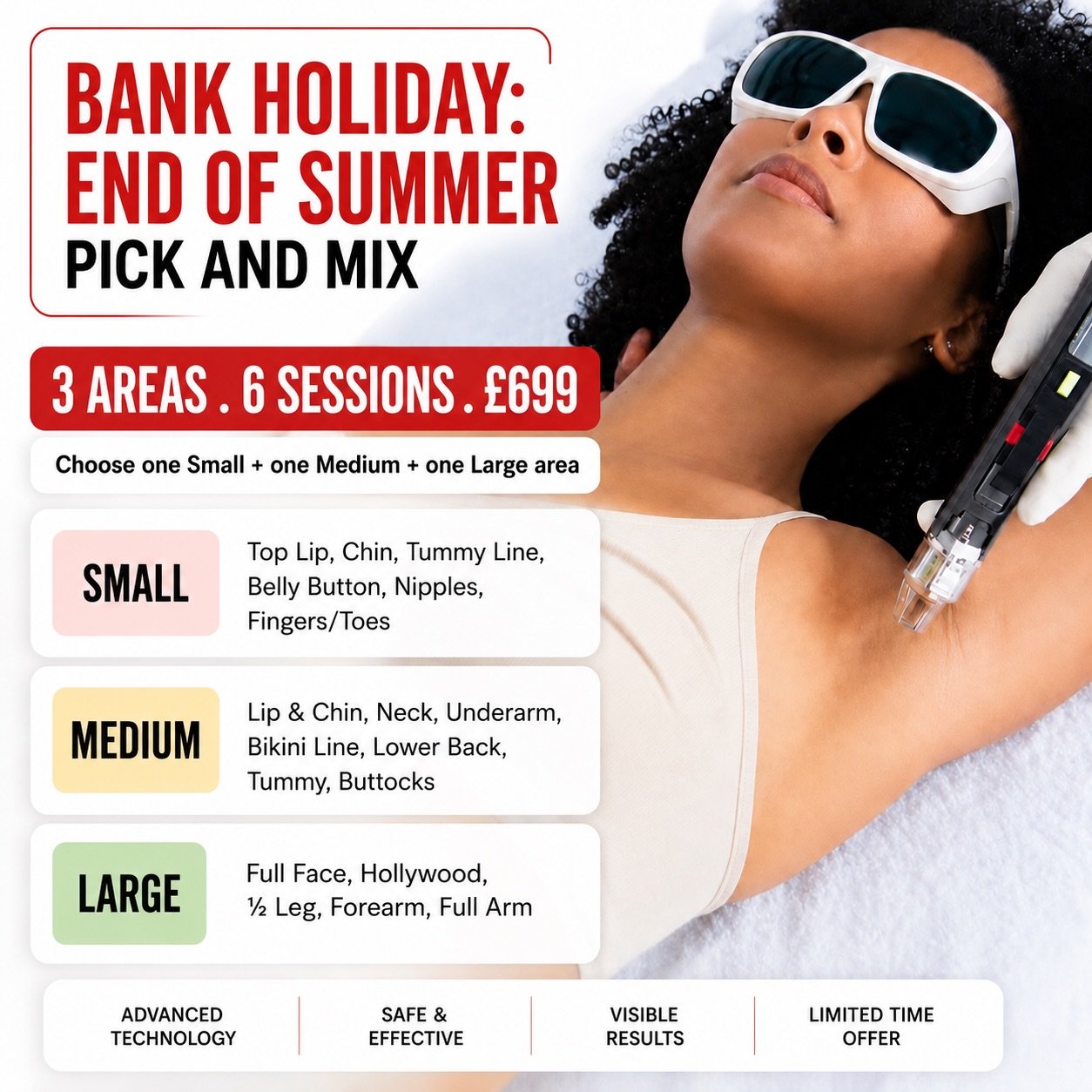 This Weekend Only!! 

Book a consultation via our link or DM to book ⏰

#laserhairremoval #bankholiday #laserclinicsuffolk #ditchtherazor