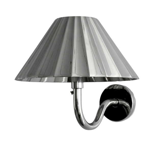 Portland cordless wall light in silver, slim metal bracket with a tapered shade