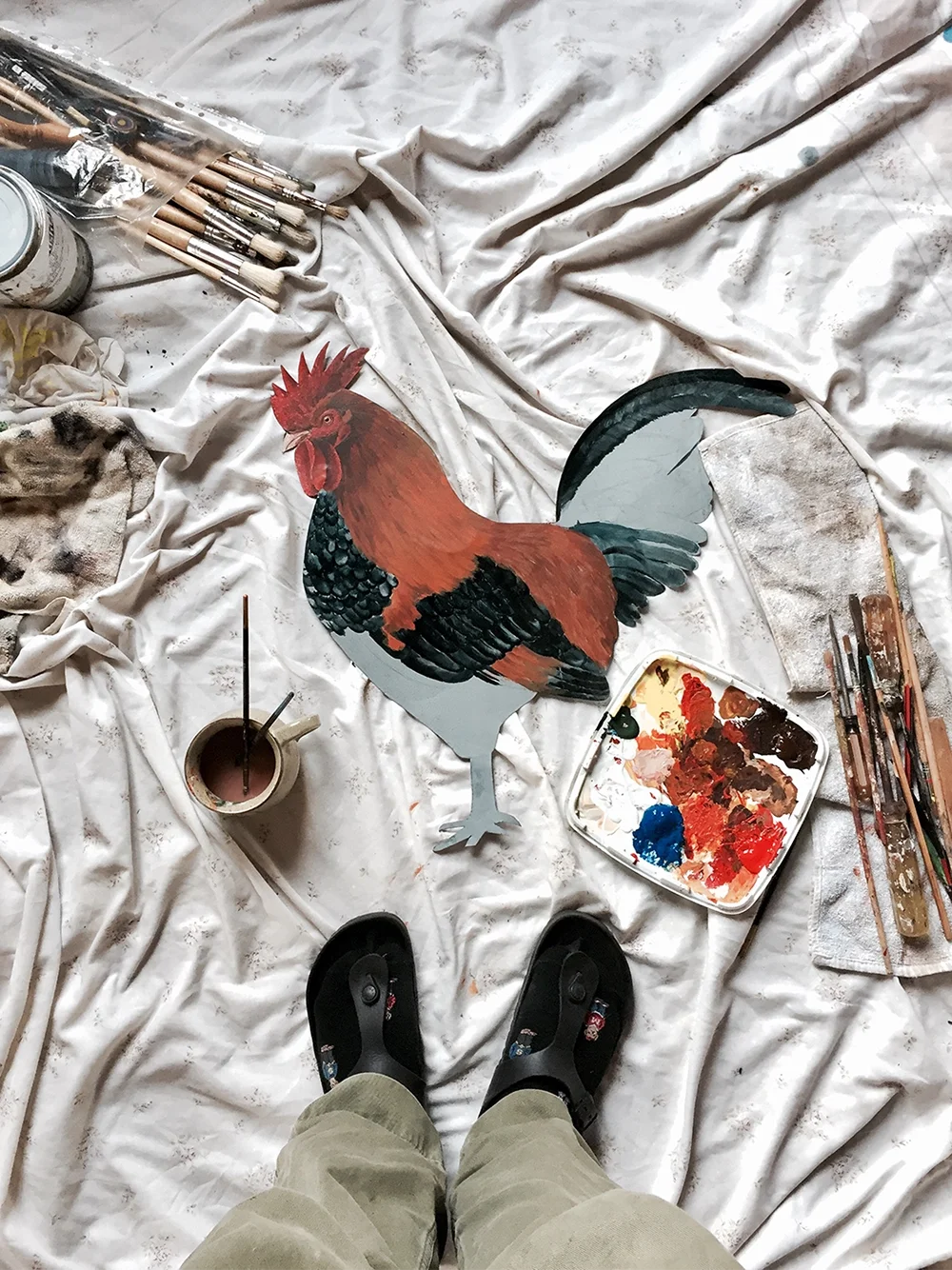Rooster painting on metal by OCMay