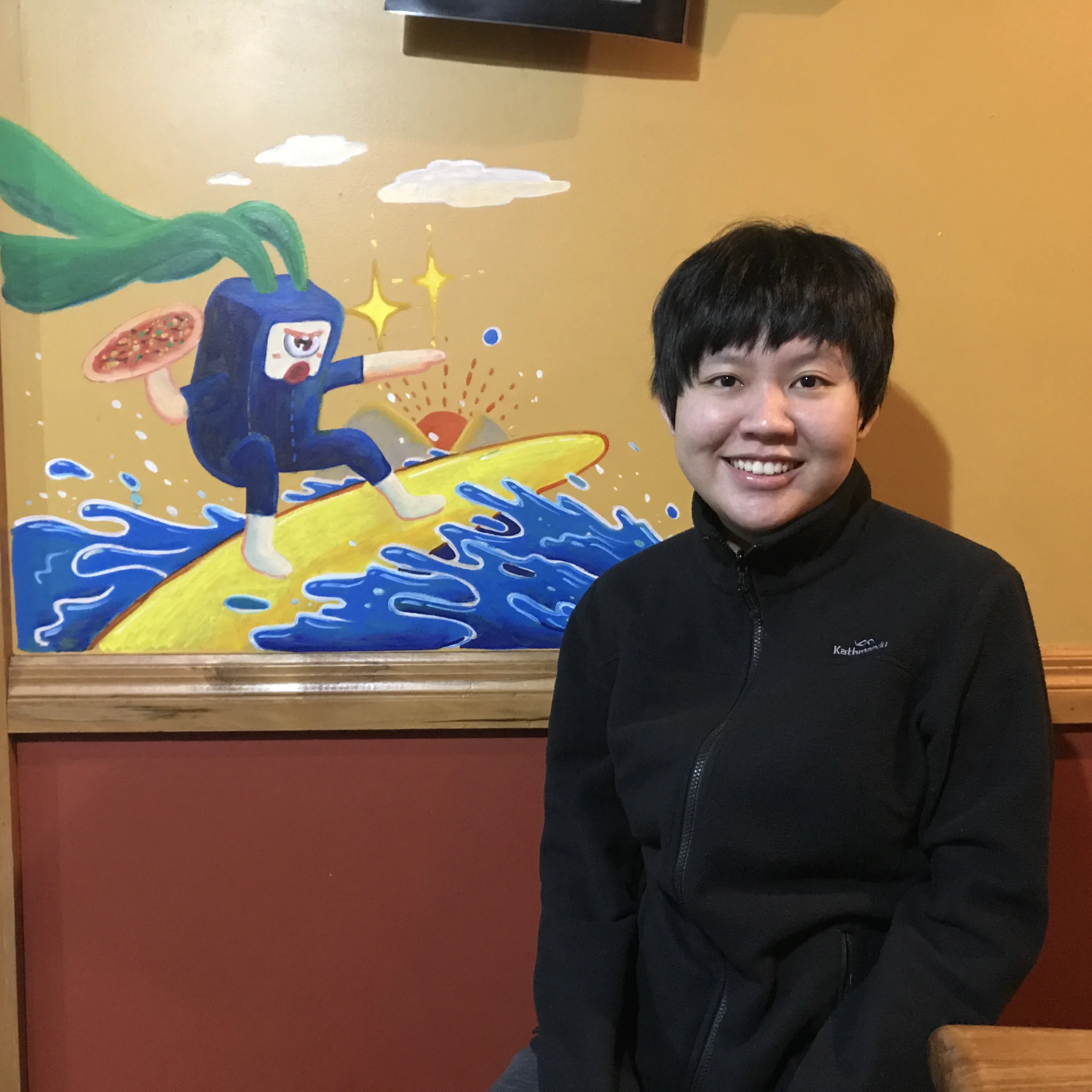 OCMay did her mural art in Westport, New Zealand