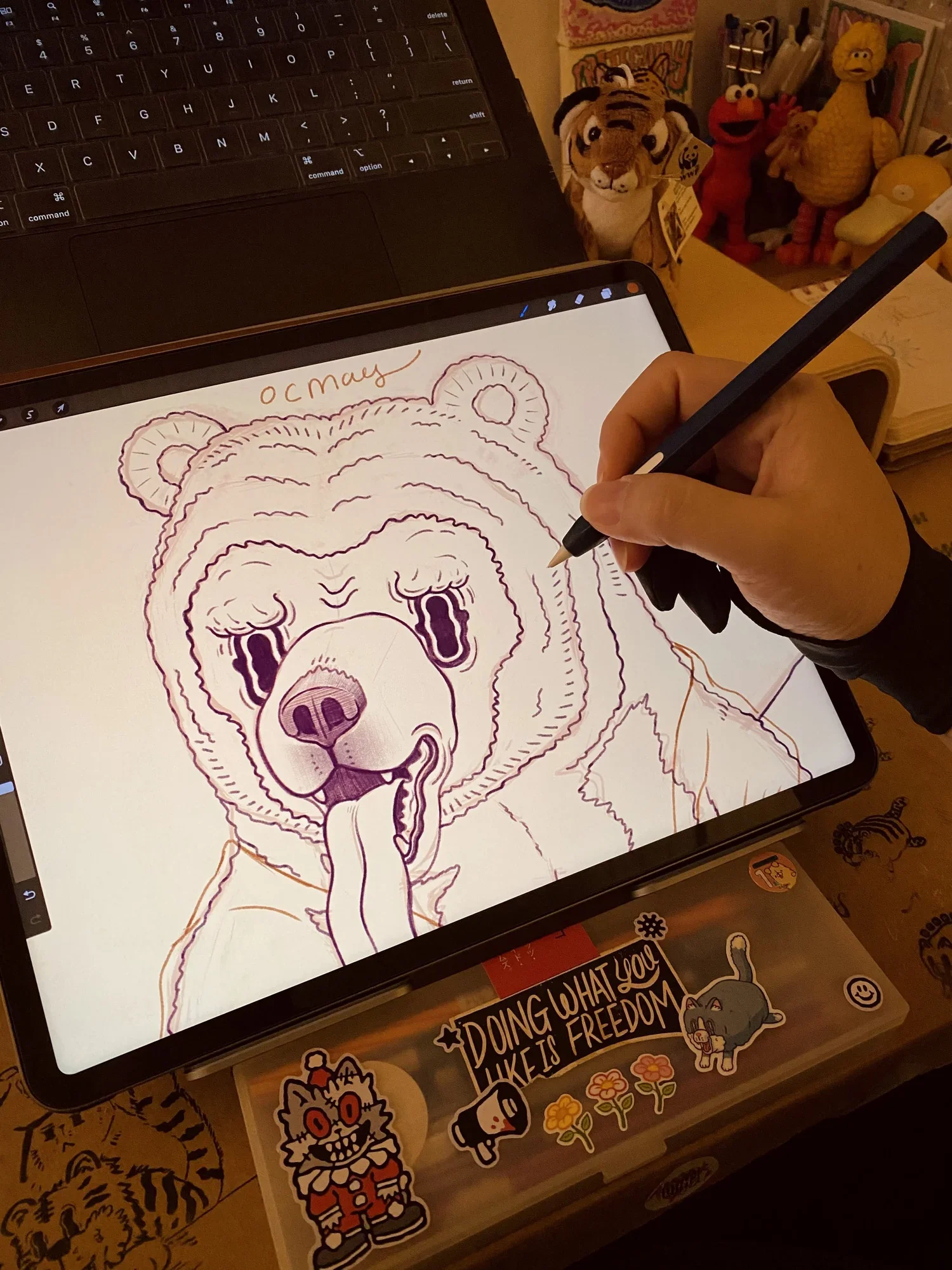 OCMay's work in progress photo, drawing sun bear (Taped Animals Series - Taped Sun Bear)