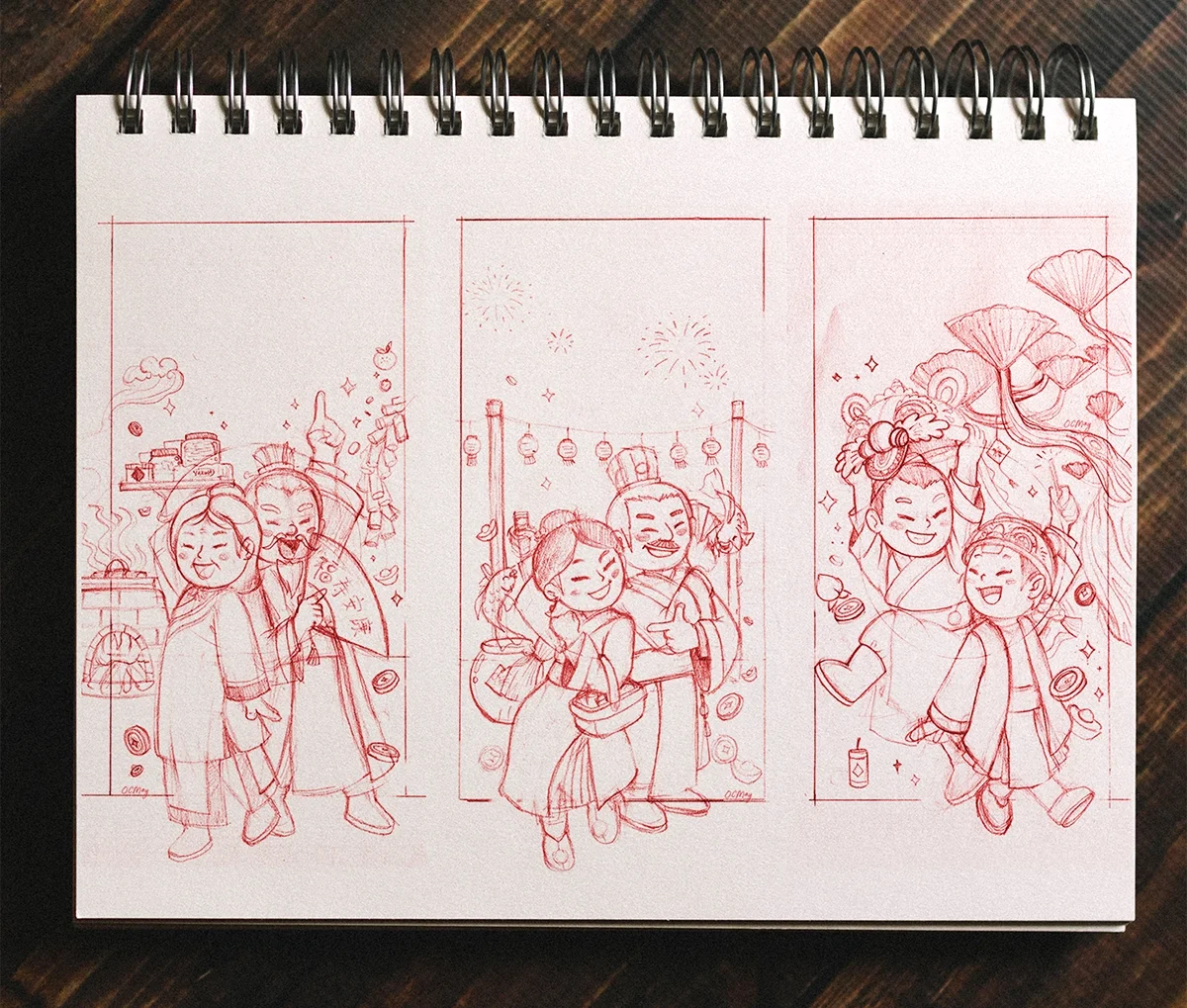 Sketch for Yakult Chinese New Year 2022 red pack by artist OCMay