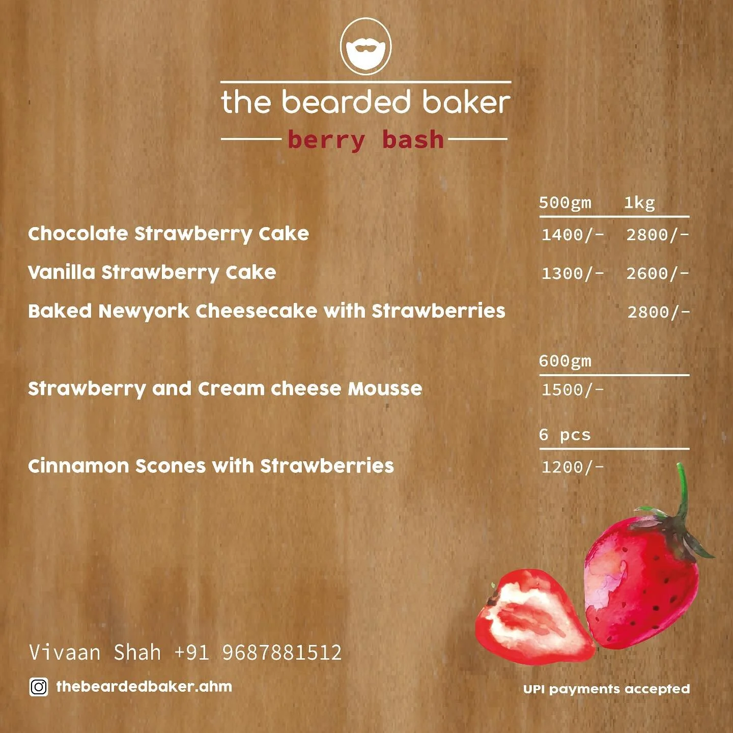 Our new menu is berry special. Order it today and discover the sweet side of winter! 🍓✨

Dm or WhatsApp to order:
- Chocolate Strawberry Cake 
- Vanilla Strawberry Cake 
- Baked Newyork Cheesecake with Strawberries
- Strawberry and Cream Cheese Mous