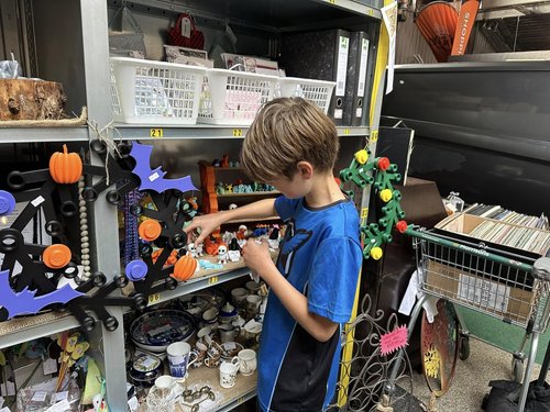 Harrison with his 3D-printed products at The Teenage Market in Margate