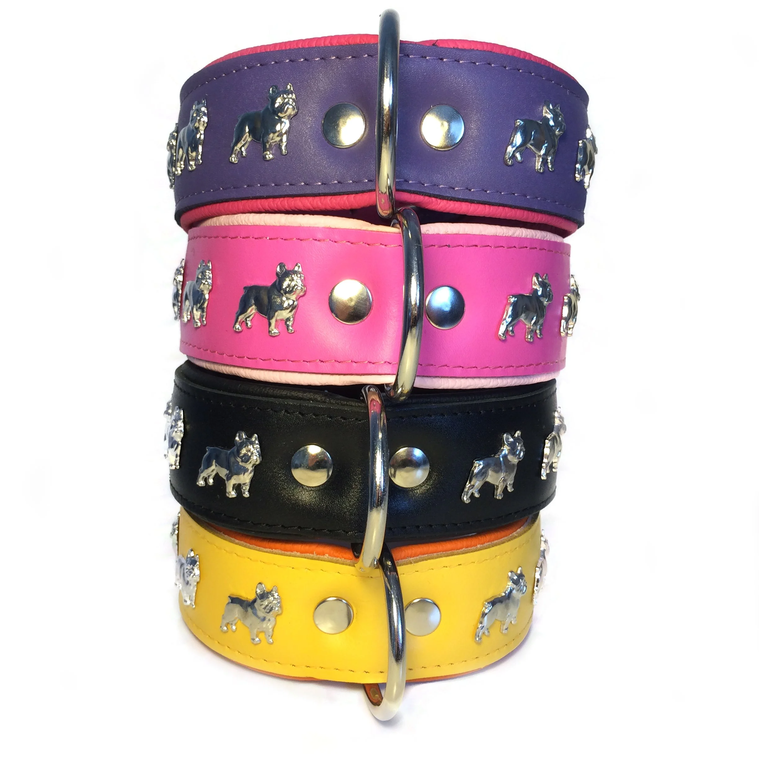 French Bulldog Wide Leather Dog Collar
