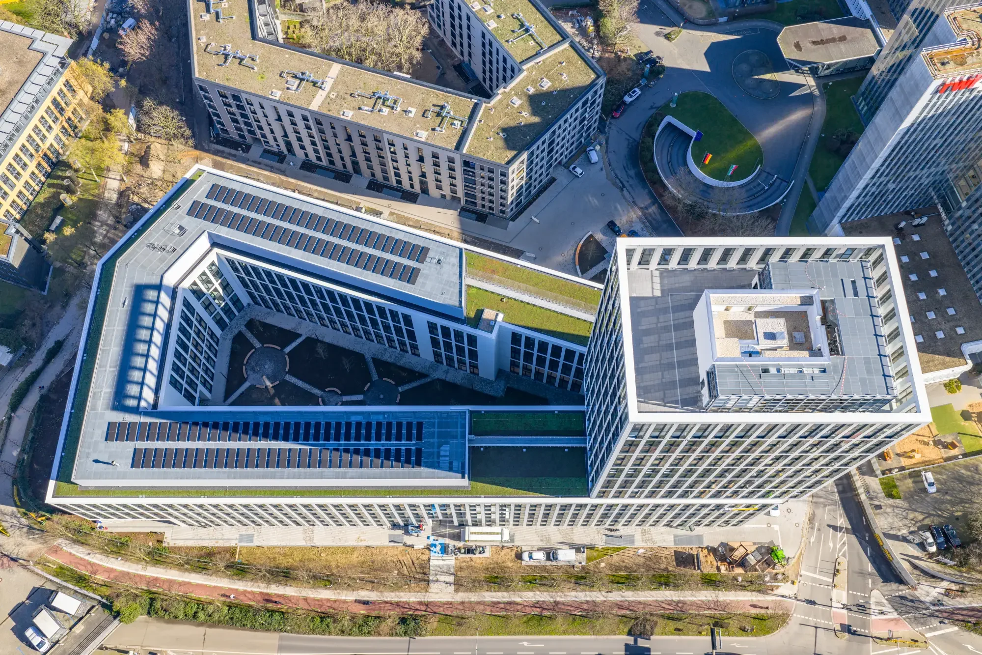 PANDION OFFICEHOME RISE von Oben in Düsseldorf