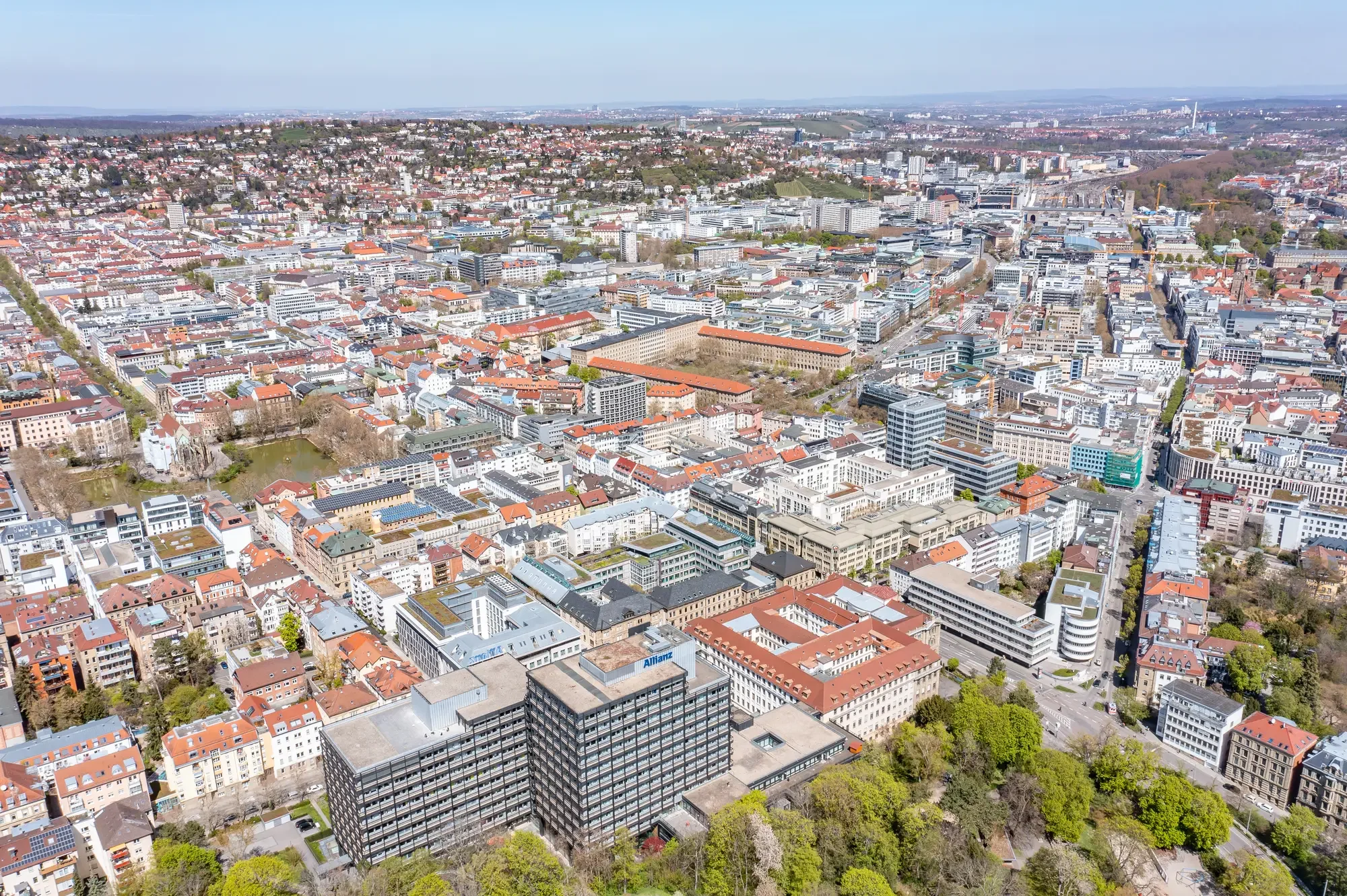 Luftbild der Stuttgarter Innenstadt