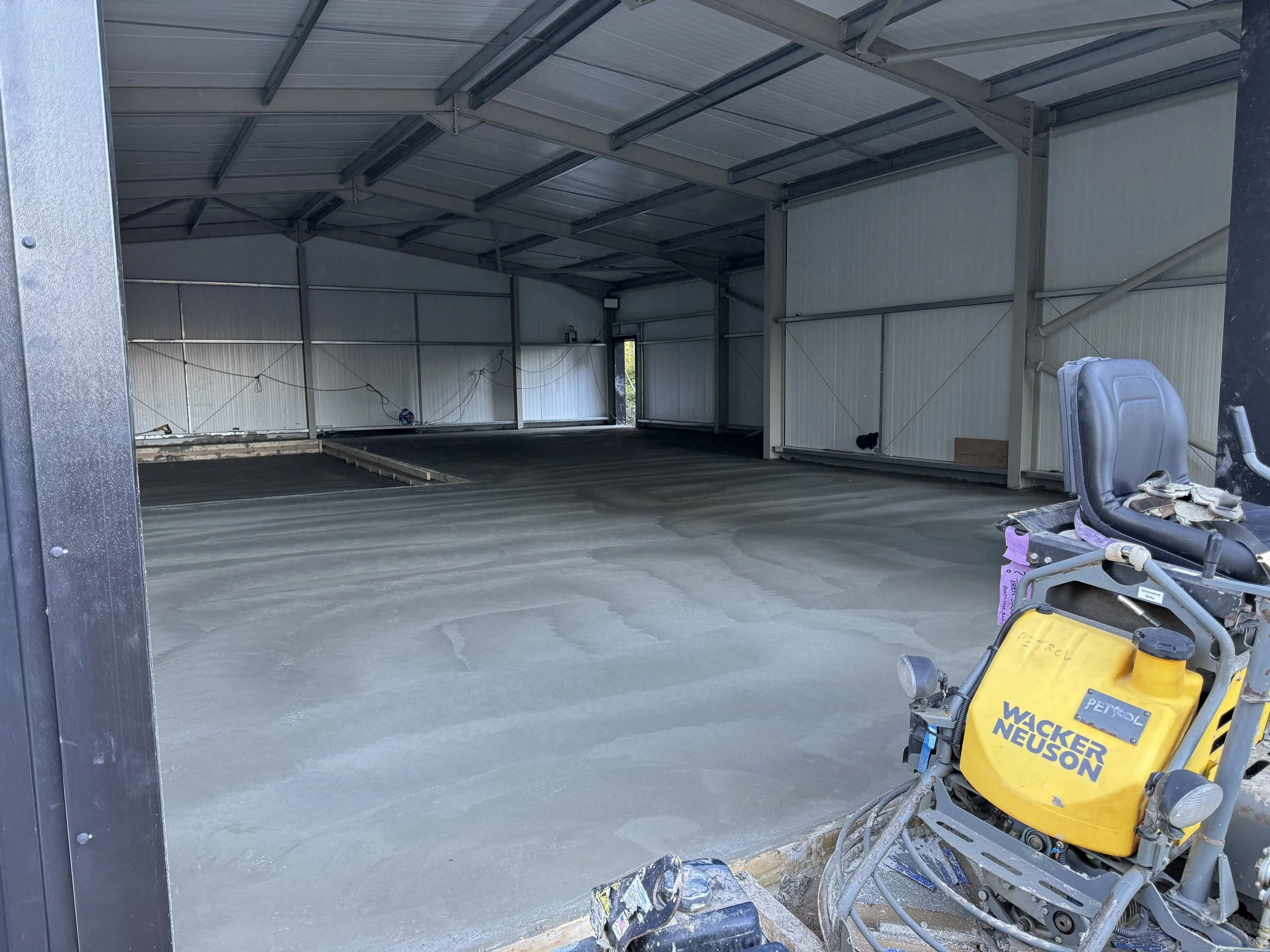 Floor cast at spray shop