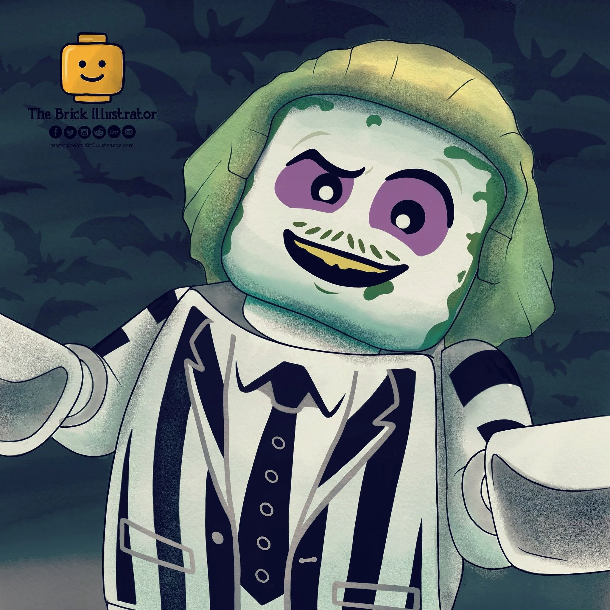 The Juice Is Loose! #beetlejuice #lego #legominifigures #legostagram #legolovers #legoart #legoartist #legoartistry #legoarts #legoartwork #artistoninstagram #drawing #iPadProart #ApplePencilart #watercolour #pencil #ink #brickart #legominifigure #le
