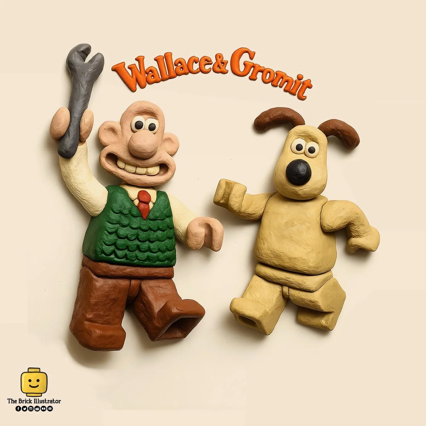 Ey up! Me LEGO artwork&rsquo;s had a plasticine makeover lad, by &lsquo;eck! I&rsquo;ve given my Wallace and Gromit minifigure art a right @aardmananimations style going over, and I&rsquo;m chuffed to bits with it! It&rsquo;s got all that lovely hand