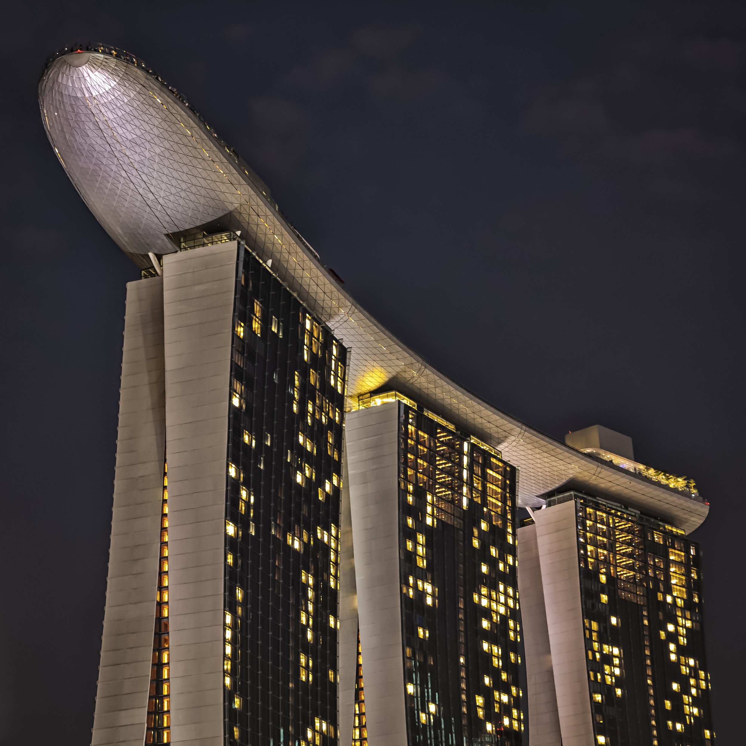 Marina Bay Sands in Singapore against the twilight skies