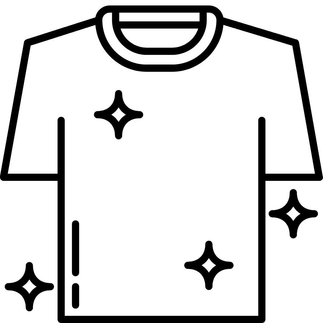Black-and-white outline illustration of a clean shirt.