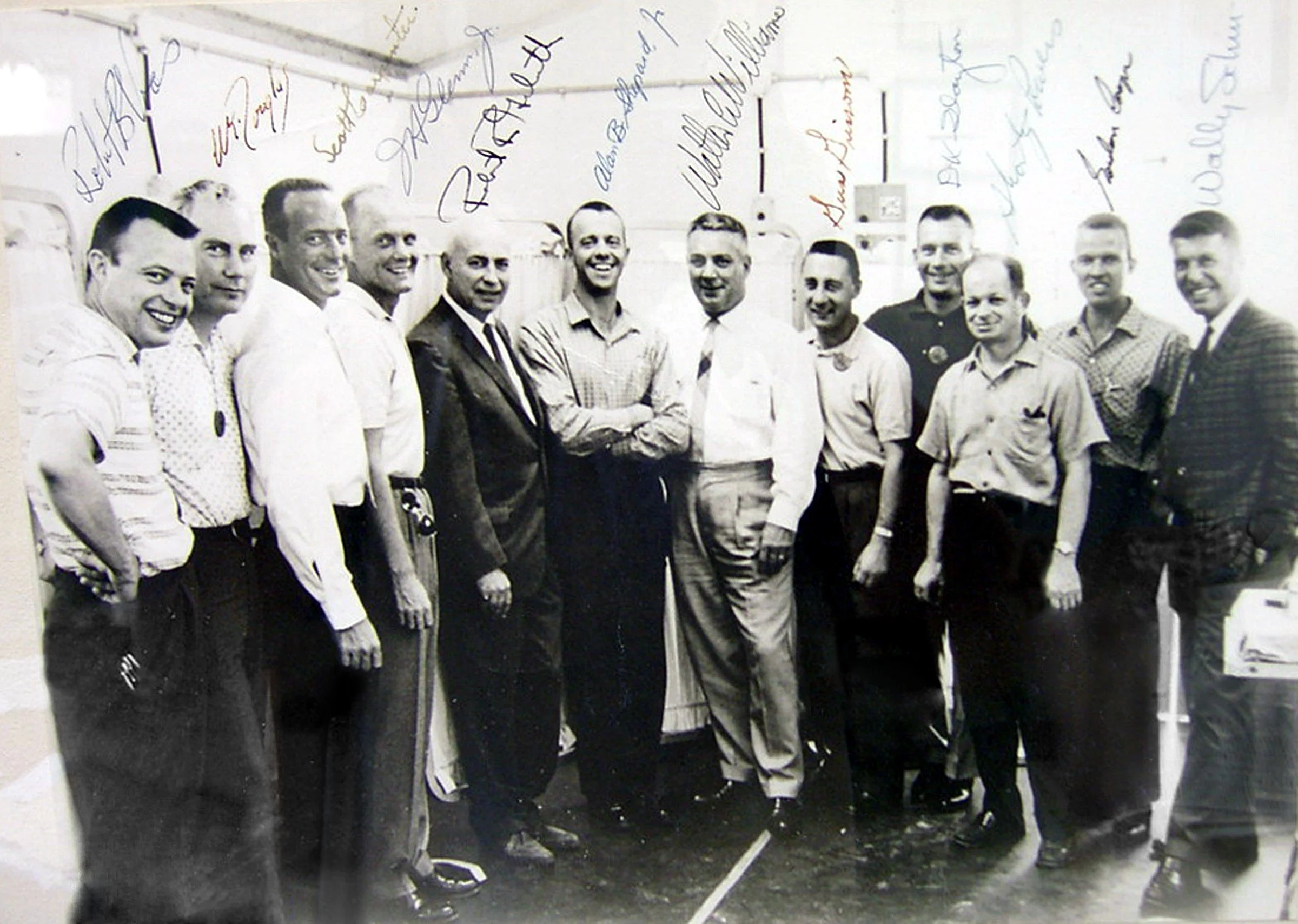 Voas (left) at the debrief of Alan Shepard on Grand Turk Island (near the Bahamas), May 6, 1961