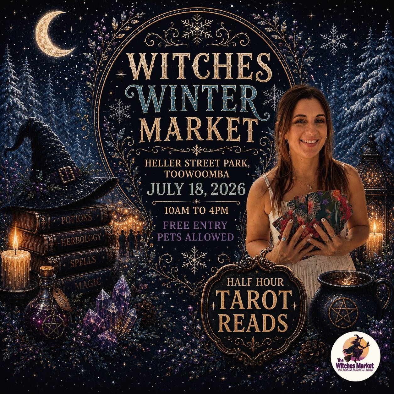 New date for Toowoomba Witches market!!
Save it in your calendars! There&rsquo;s only one a year up here so you won&rsquo;t want to miss it ❤️🧙&zwj;♀️✨

📅 18 July
⏰10am -4pm
📍Heller st park

#witches #tarot #market #toowoomba readings