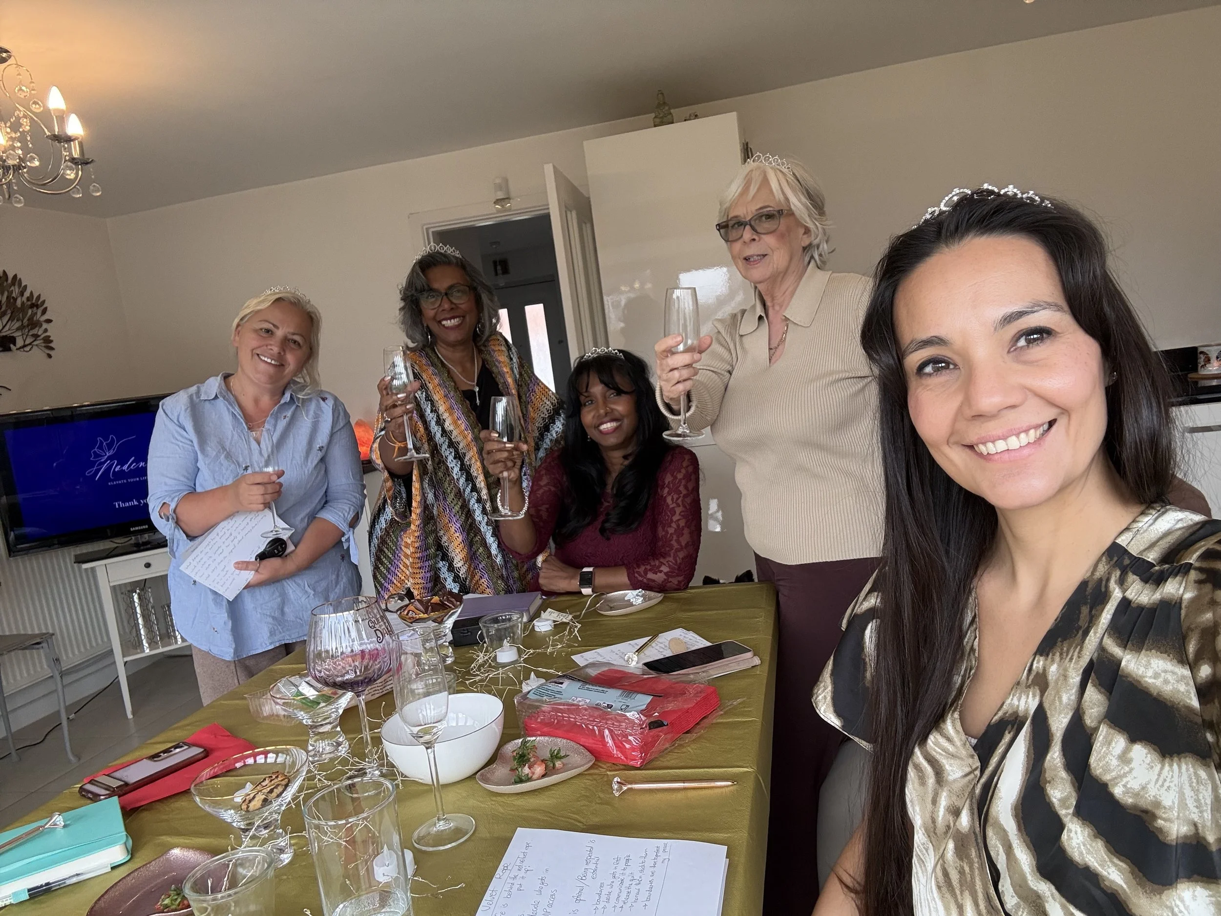 Nadene with attendees after the Step Into Your Queen Energy workshop in Reading.