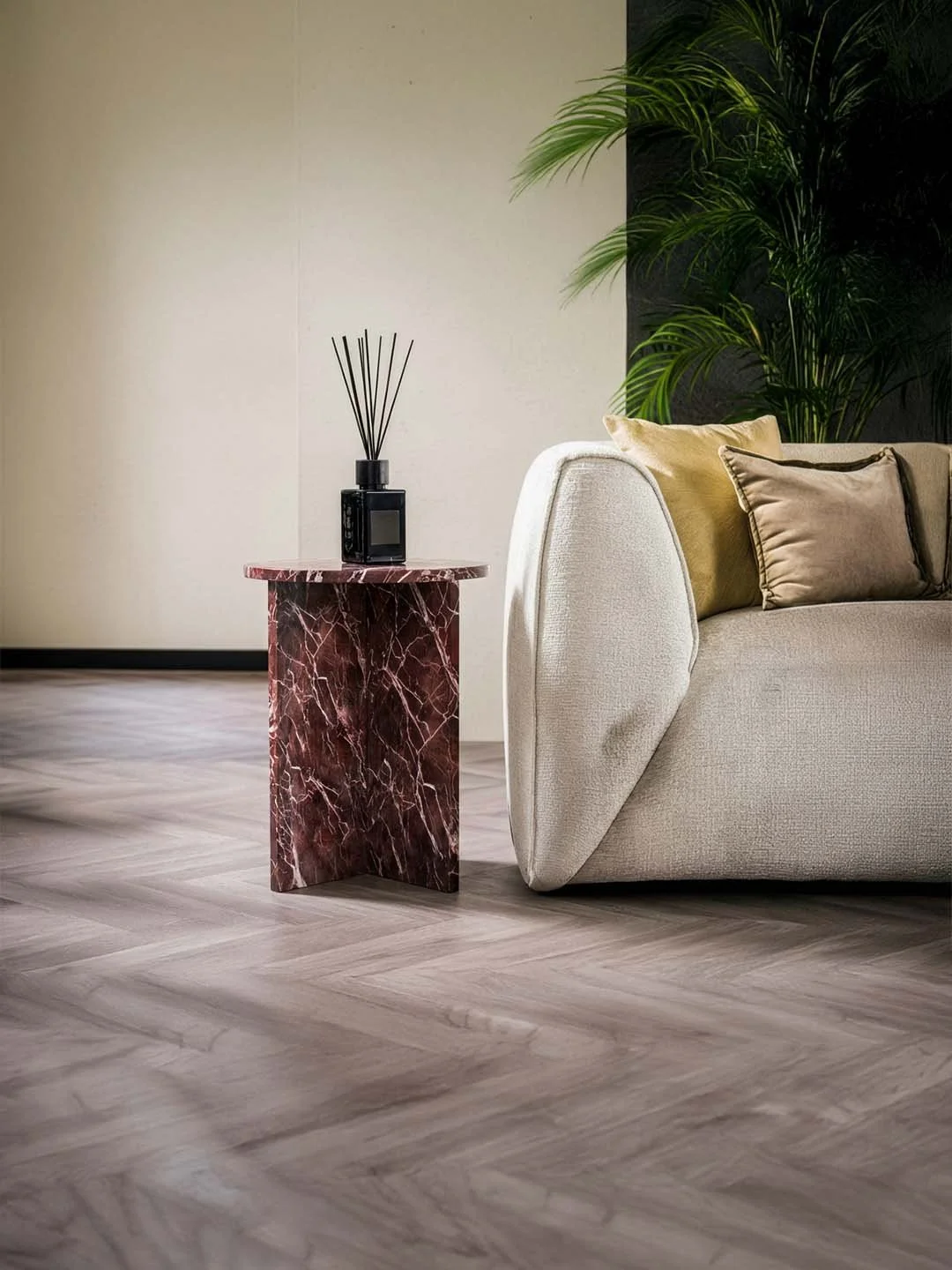 Ocel - Table d’appoint Ronde - Marbre Rosso Levano