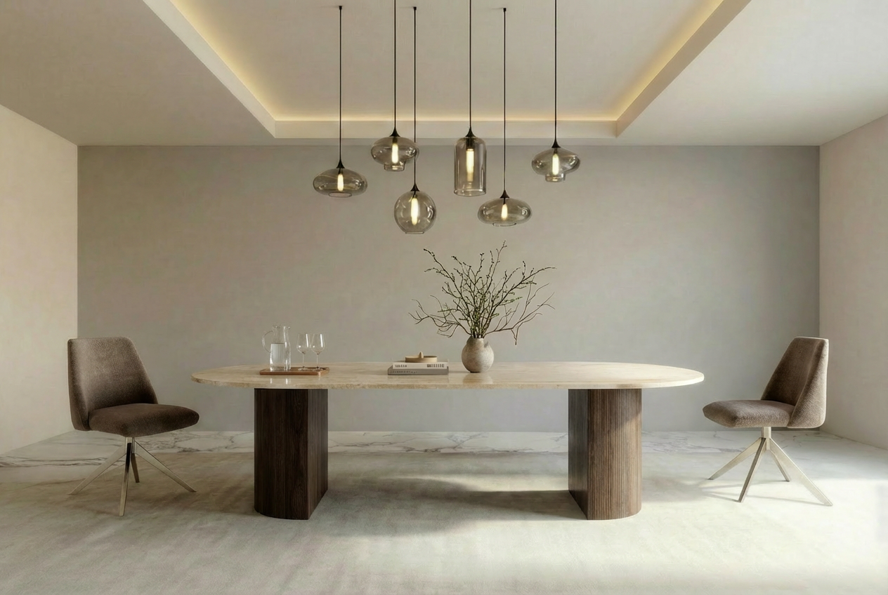 Refleko - Table à manger en Marbre Crema