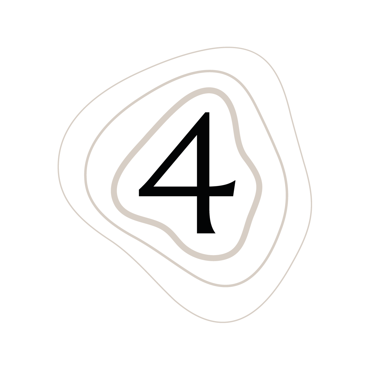 Numéro 4 affiché dans un style graphique noir et blanc avec des lignes ondulantes autour.