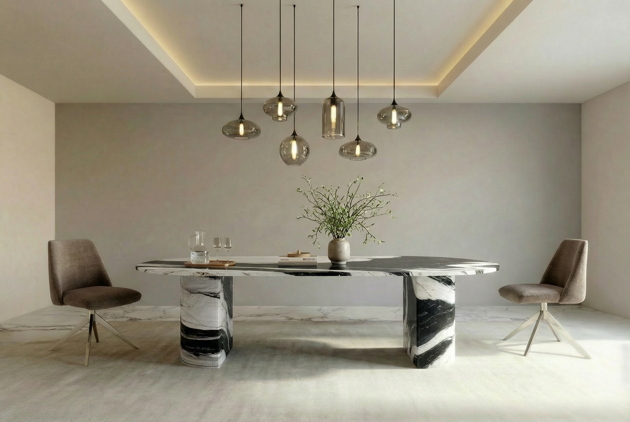 Refleko - Table à manger en Marbre Panda