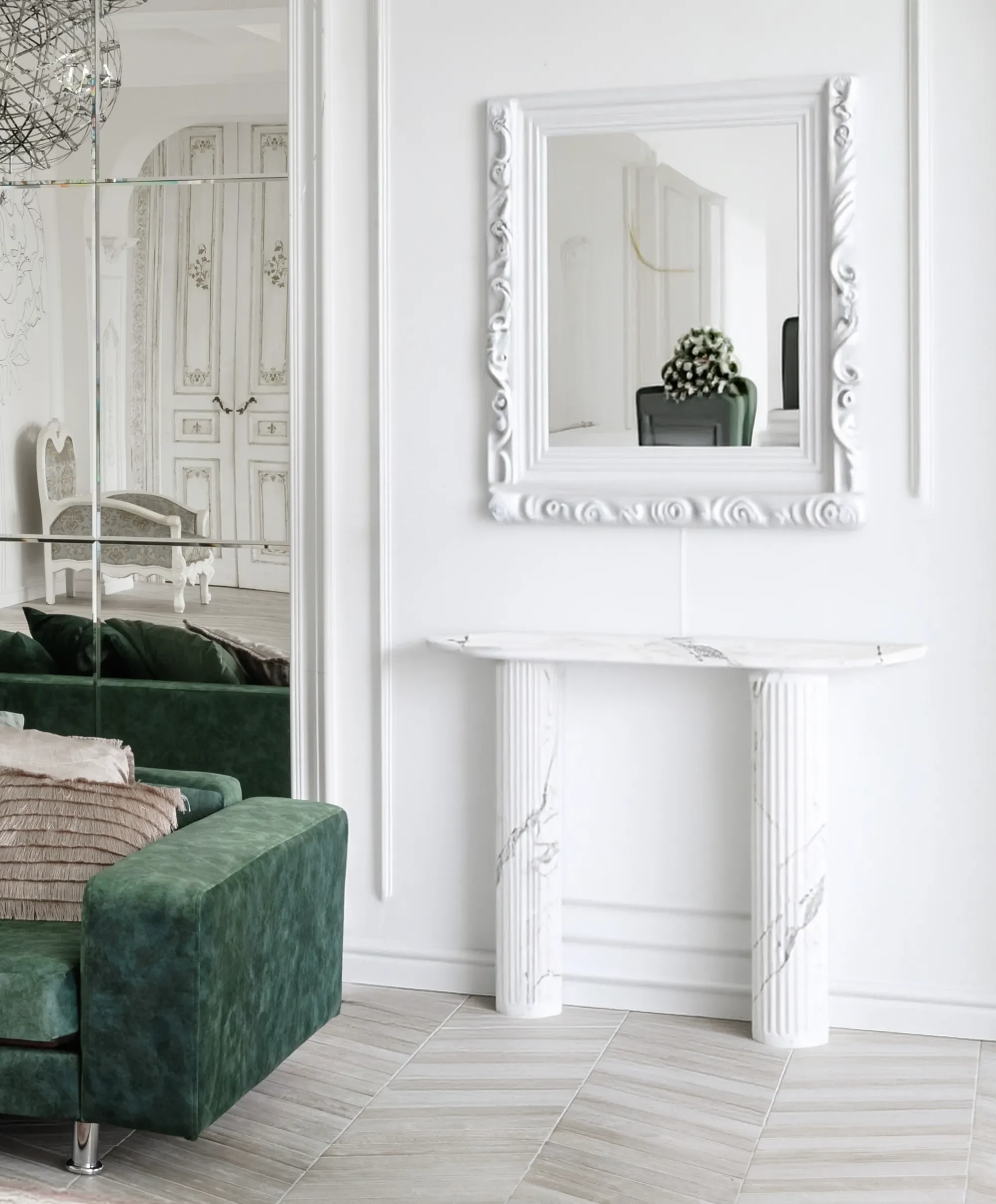 Ombrure mini - Console Demi-cercle - Marbre Statuario Carrara