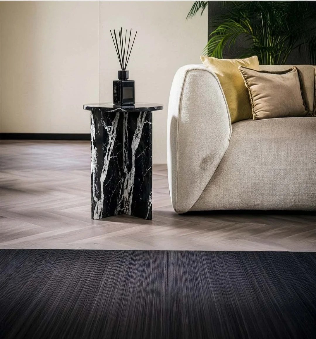 Ocel - Table d’appoint Ronde - Marbre Nero Maquina