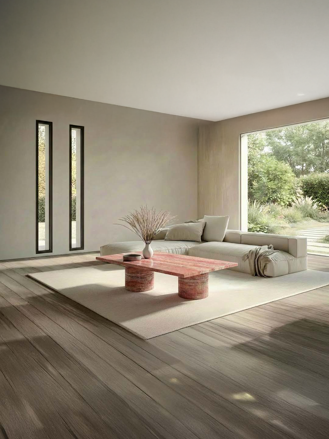 Jaspura - Table basse Rectangulaire - Travertin Rouge