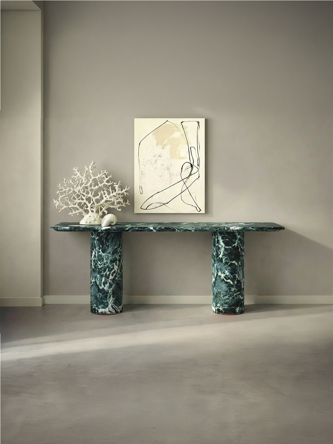 Ombrure - Console Rectangulaire - Marbre Verde Alpi