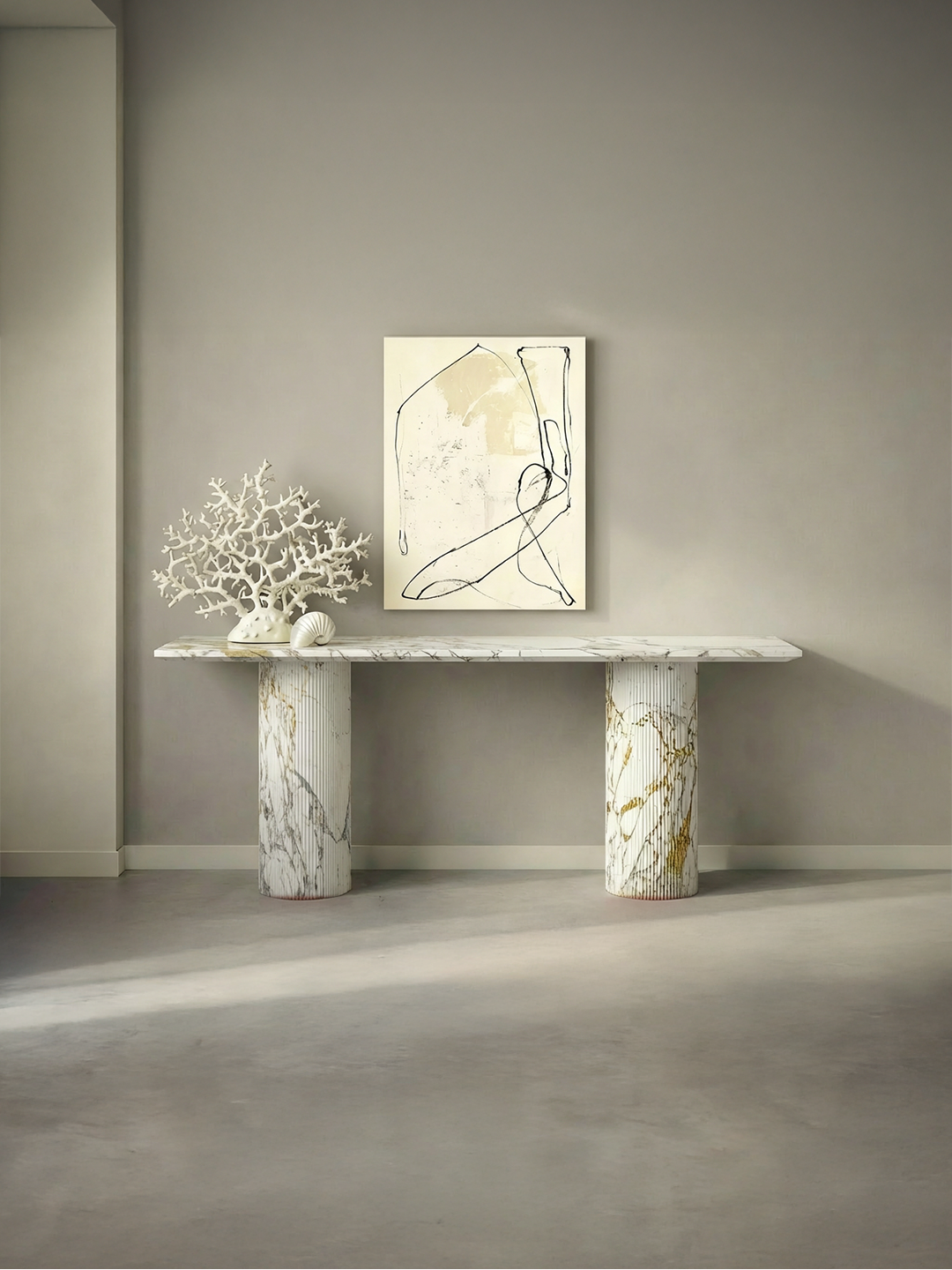 Ombrure - Console Rectangulaire - Marbre Calacatta Oro