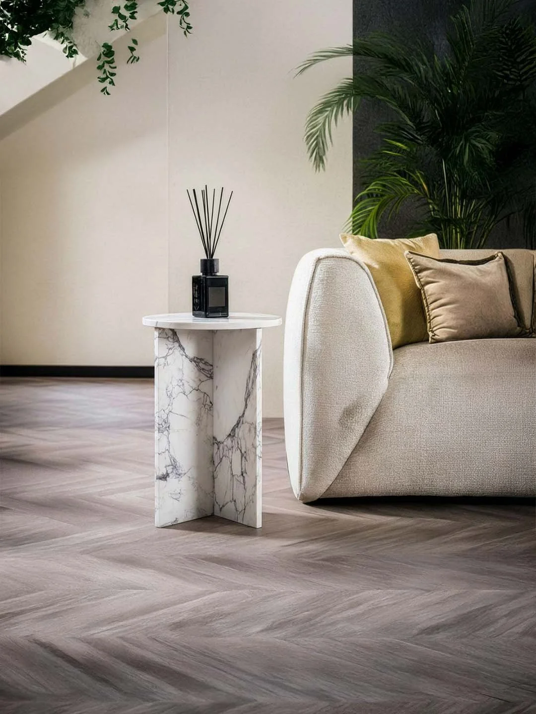 Ocel - Table d’appoint Ronde - Marbre Statuario Carrara