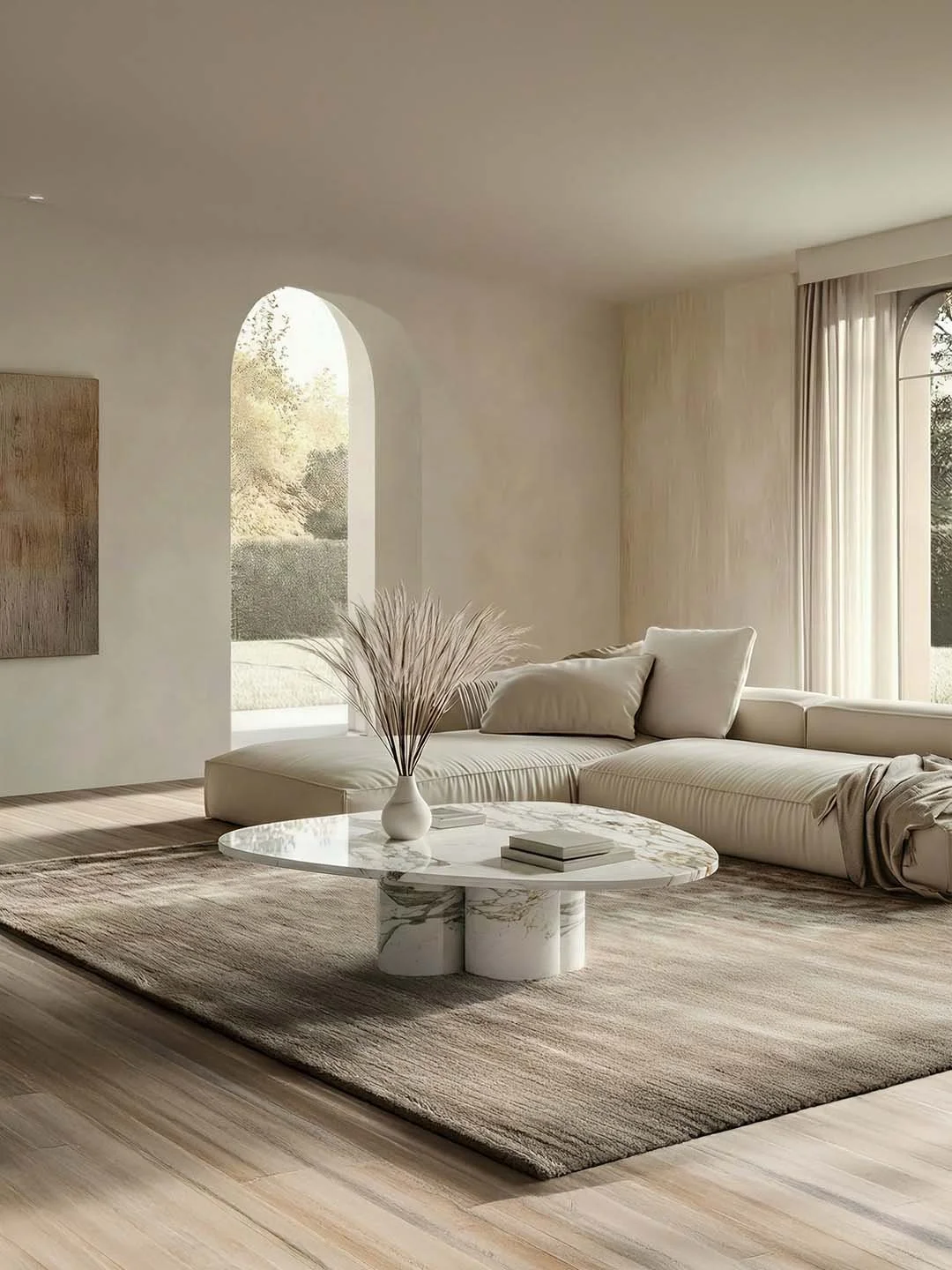 Rivage - Table basse Triangle arrondi - Marbre Calacatta Oro