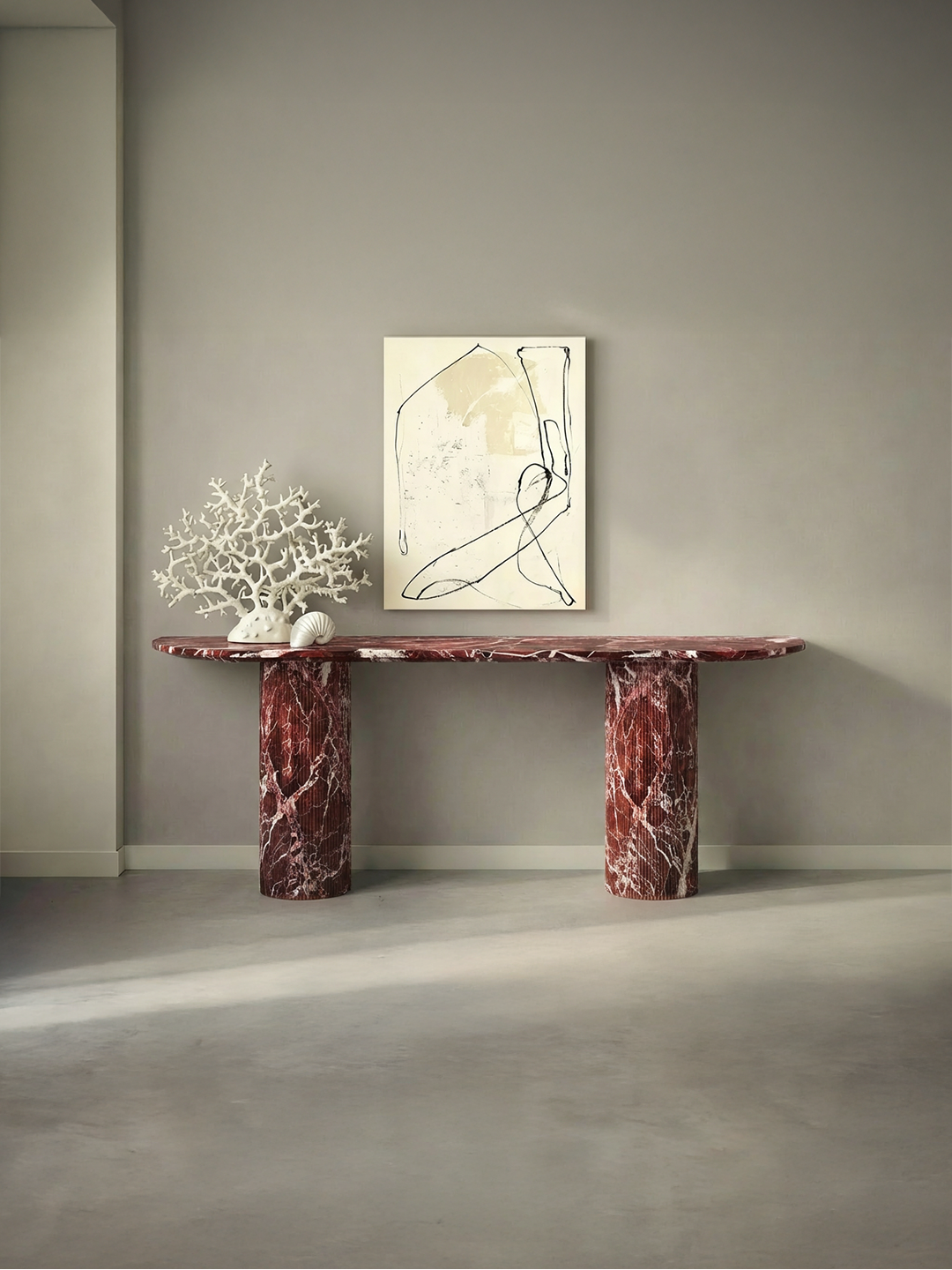 Ombrure - Console Demi-cercle - Marbre Rosso Levano