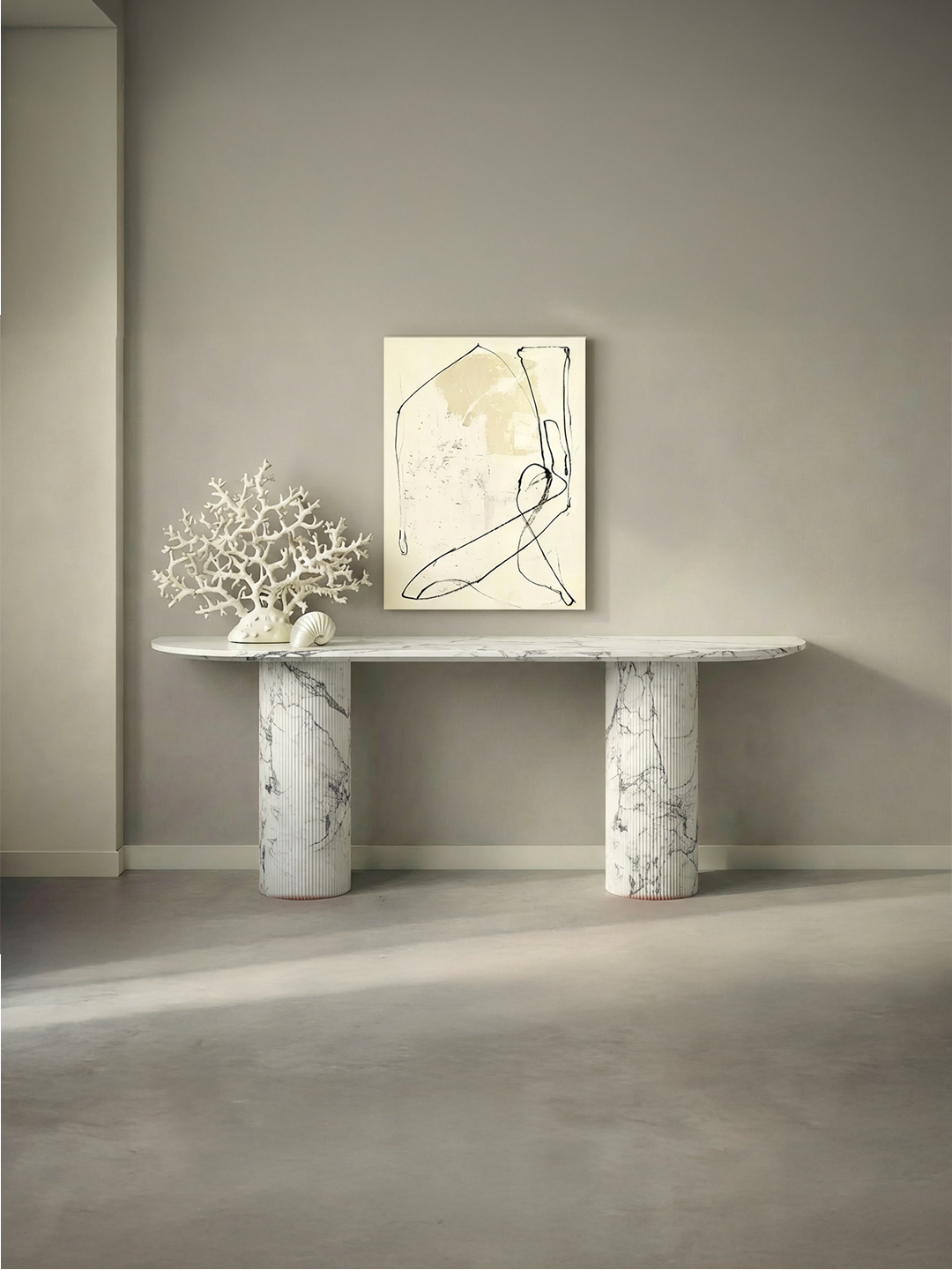Ombrure - Console Demi-cercle - Marbre Statuario Carrara