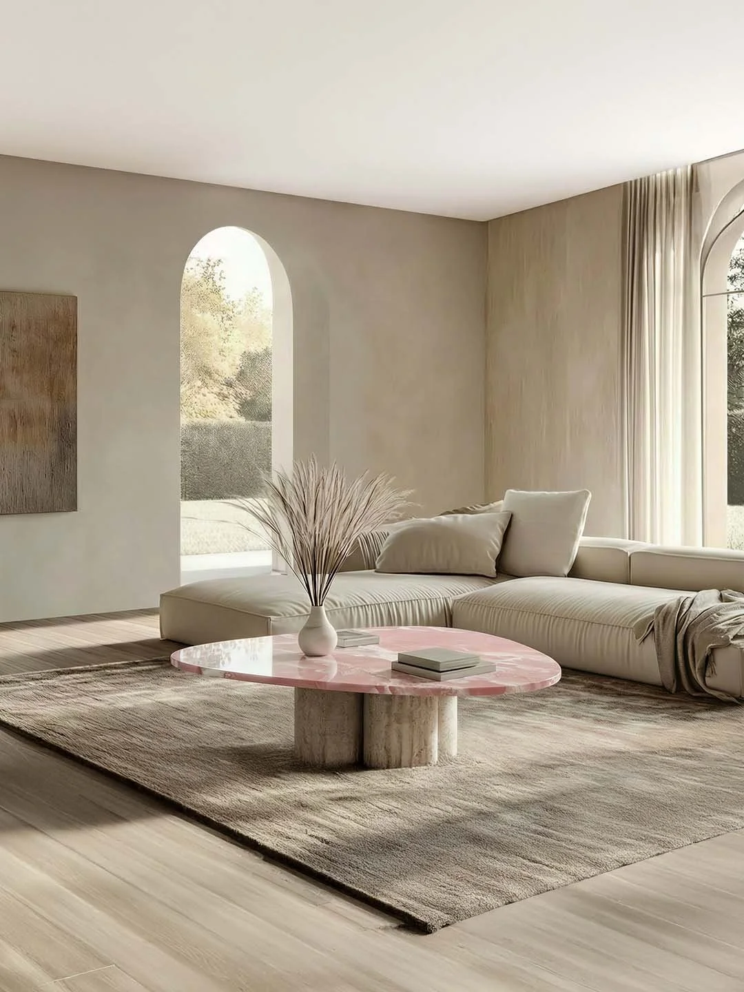 Rivage - Table basse Triangle arrondi - Onyx Rose