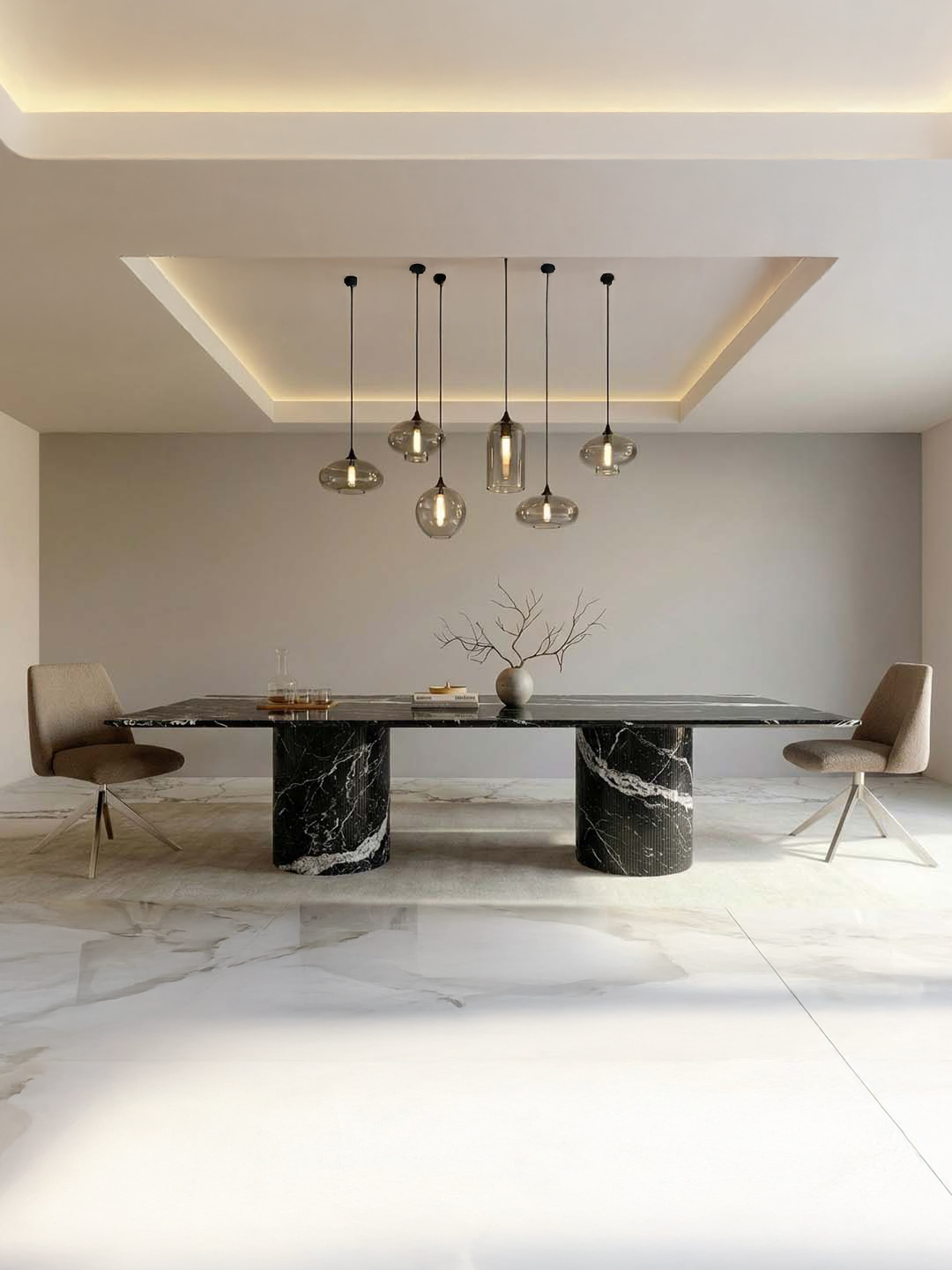 Jaspura - Table à manger Rectangulaire - Marbre Nero Maquina