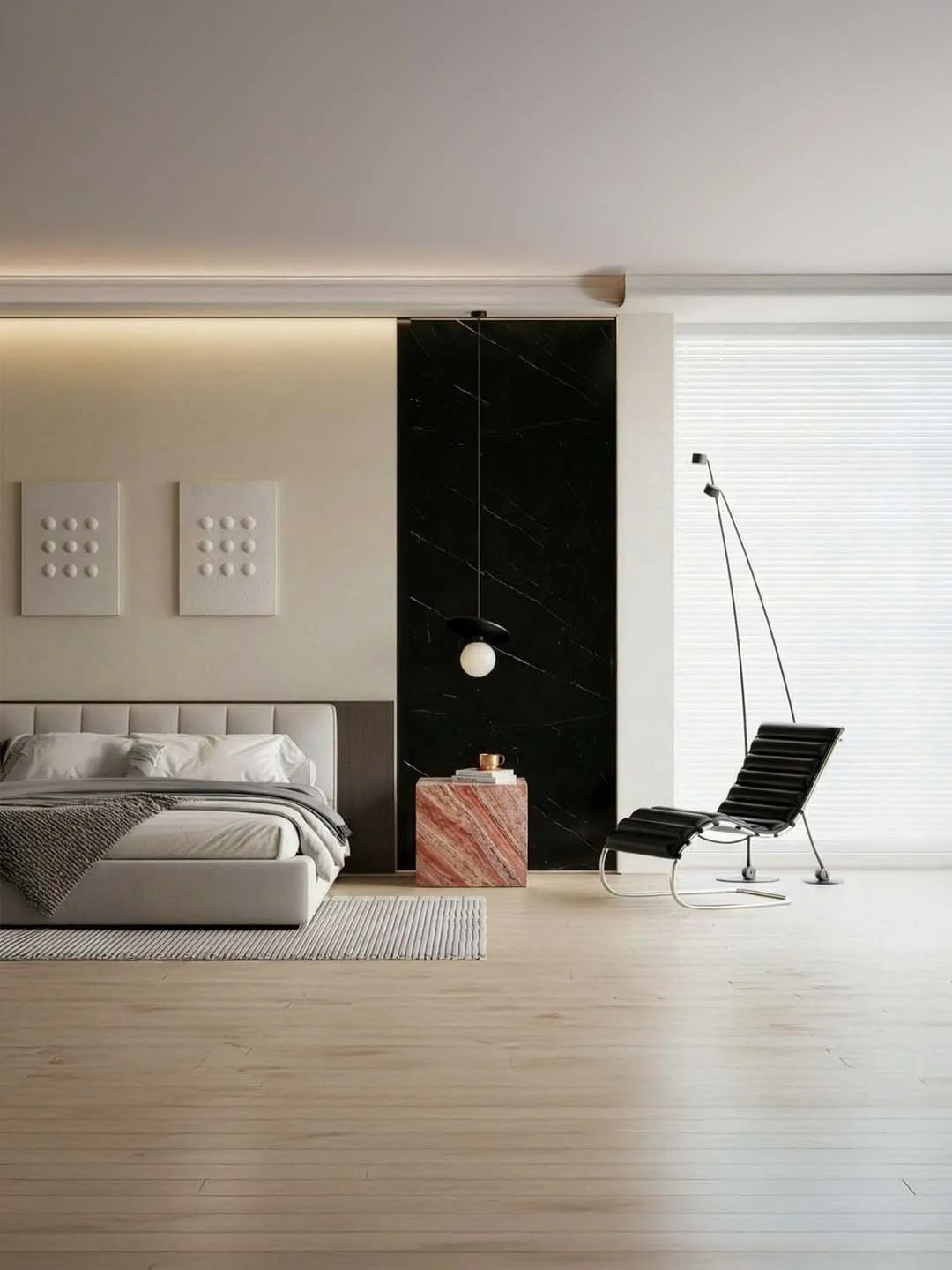 Gema - Table d’appoint Cubique - Travertin Rouge