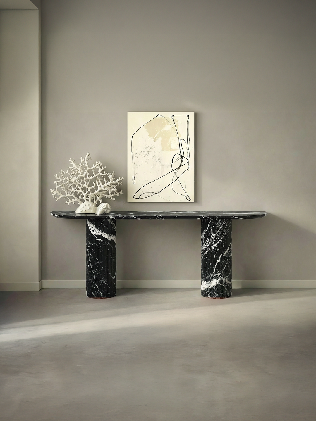 Ombrure - Console Demi-cercle - Marbre Nero Maquina