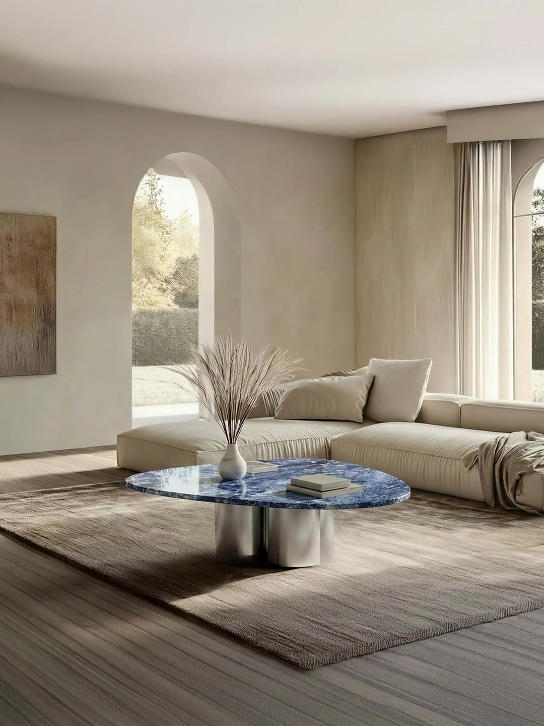 Rivage - Table basse Triangle arrondi - Granit Blue Bahia