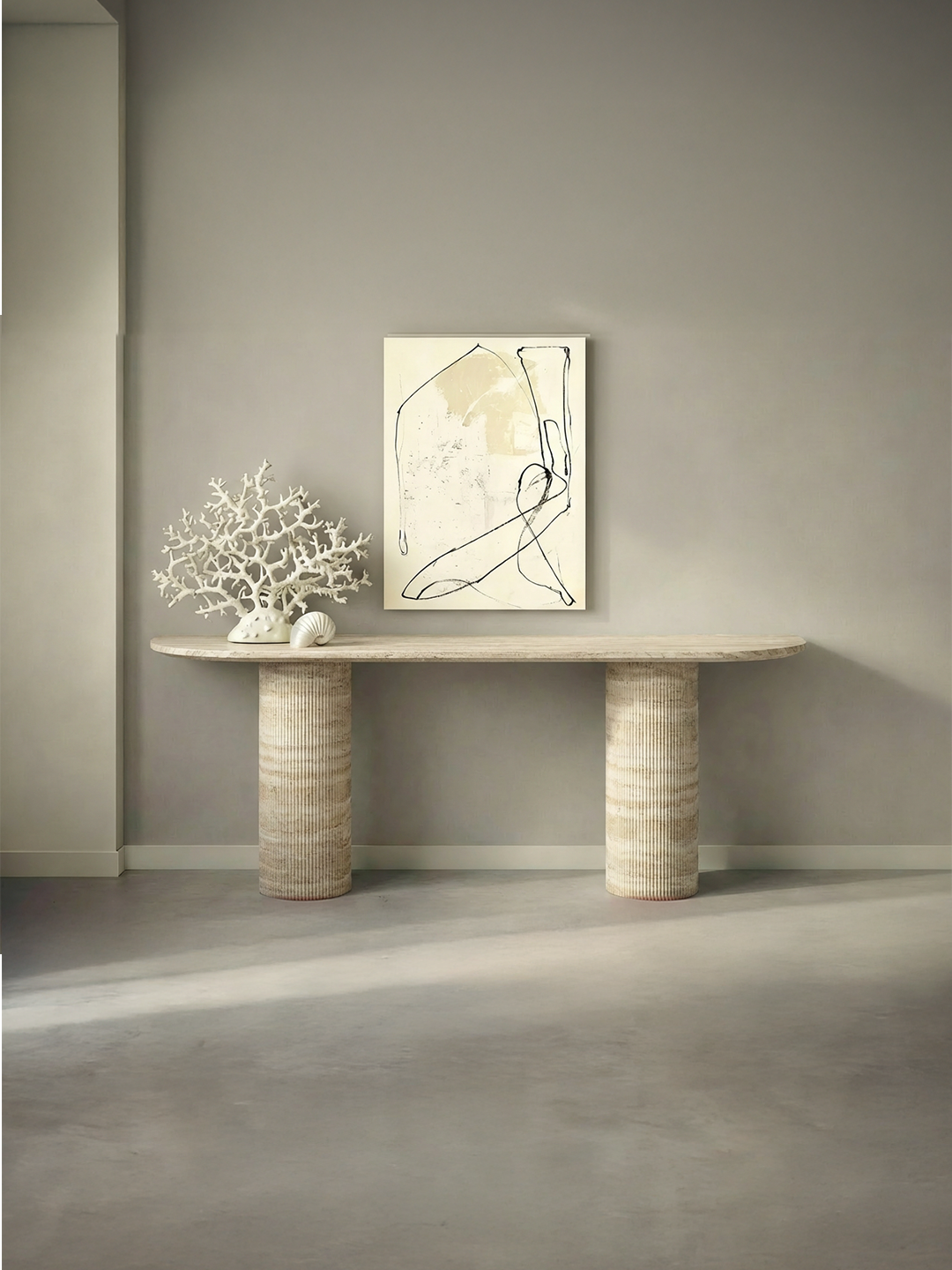 Ombrure - Console Demi-cercle - Travertin Classique