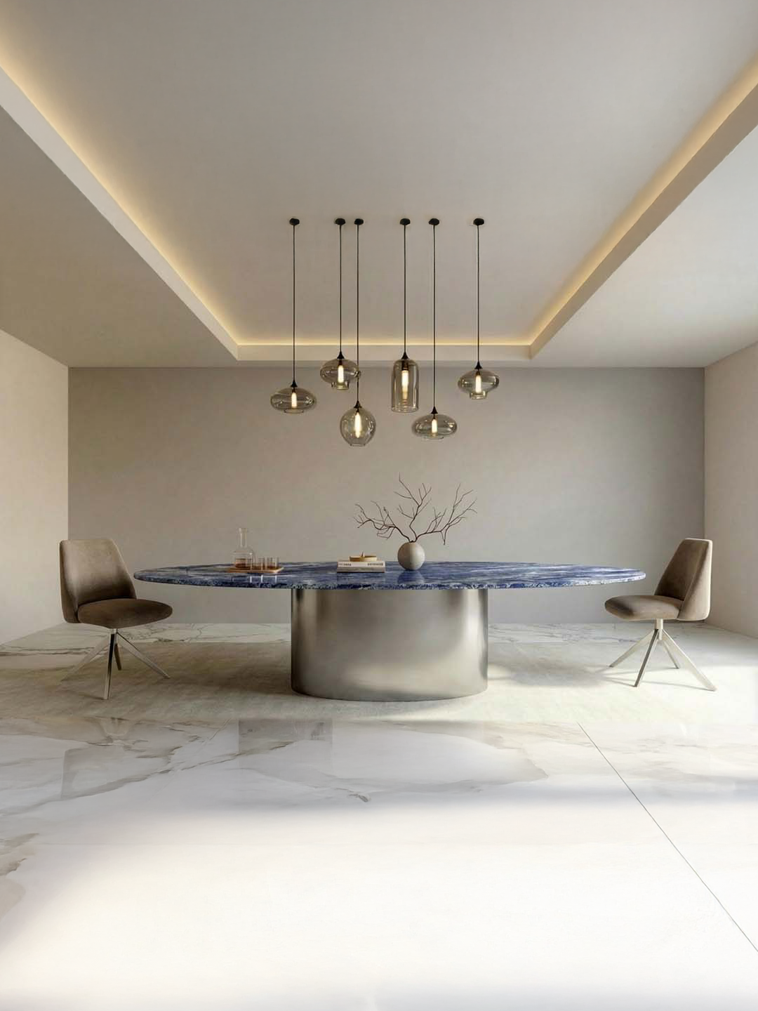 Valleyra - Table à manger Elliptique - Granit Blue Bahia