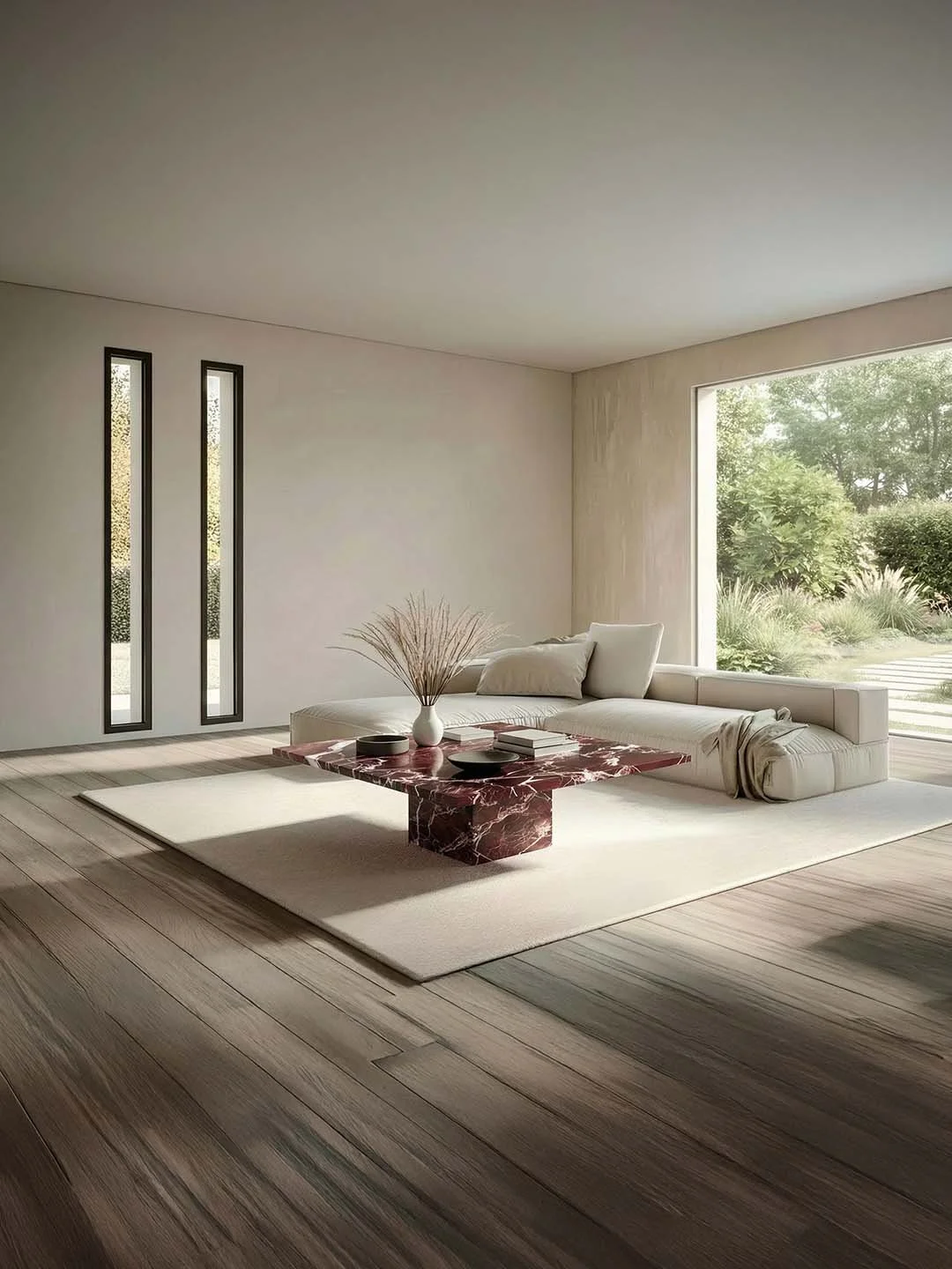 Carrera - Table basse Carrée - Marbre Rosso Levano