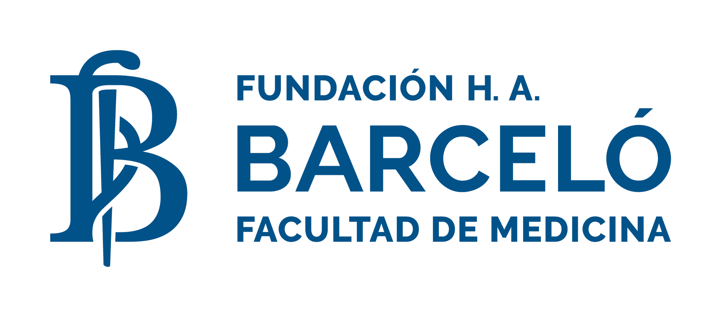 Logo de la Fundación H. A. Barceló, Facultad de Medicina, en color azul oscuro.