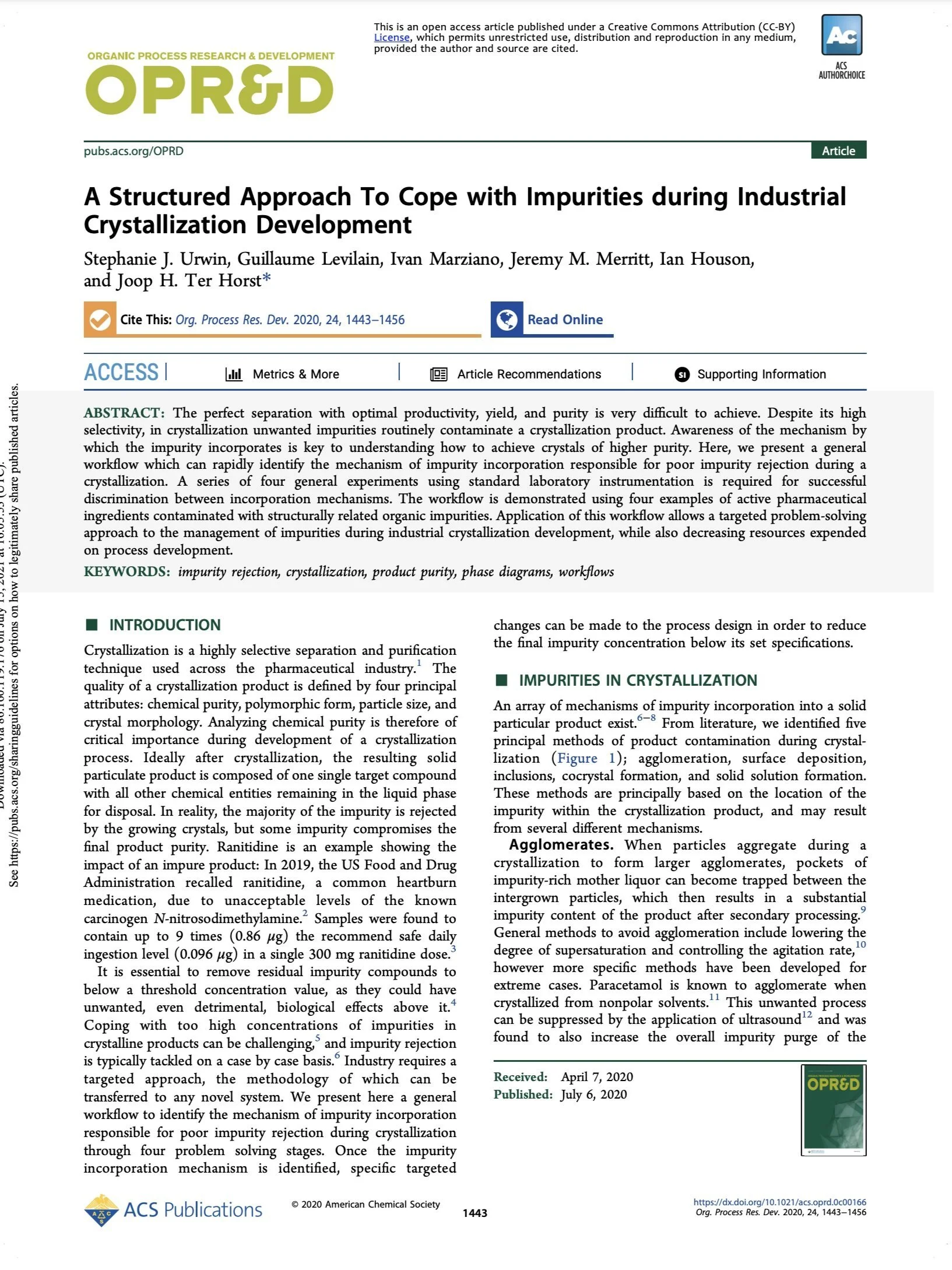 A Structured Approach To Cope with Impurities during Industrial Crystallization Development