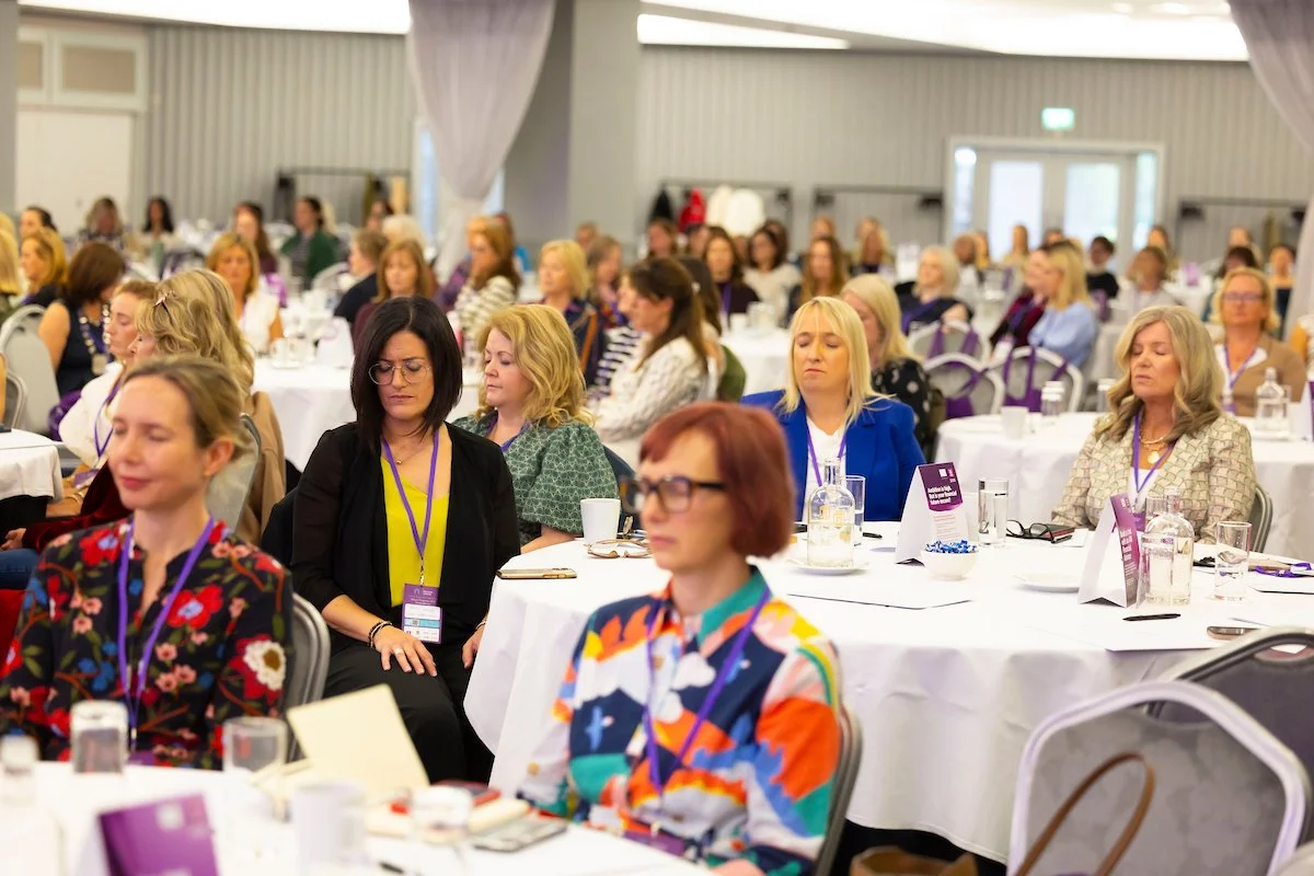 Audience attending Calodagh's corporate wellbeing and leadership keynote