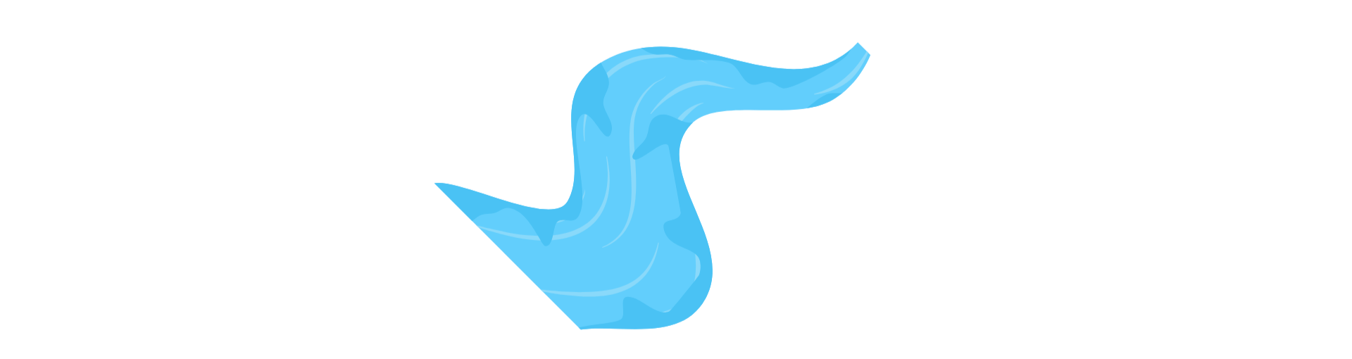 Blue abstract water swirl design with a black background.