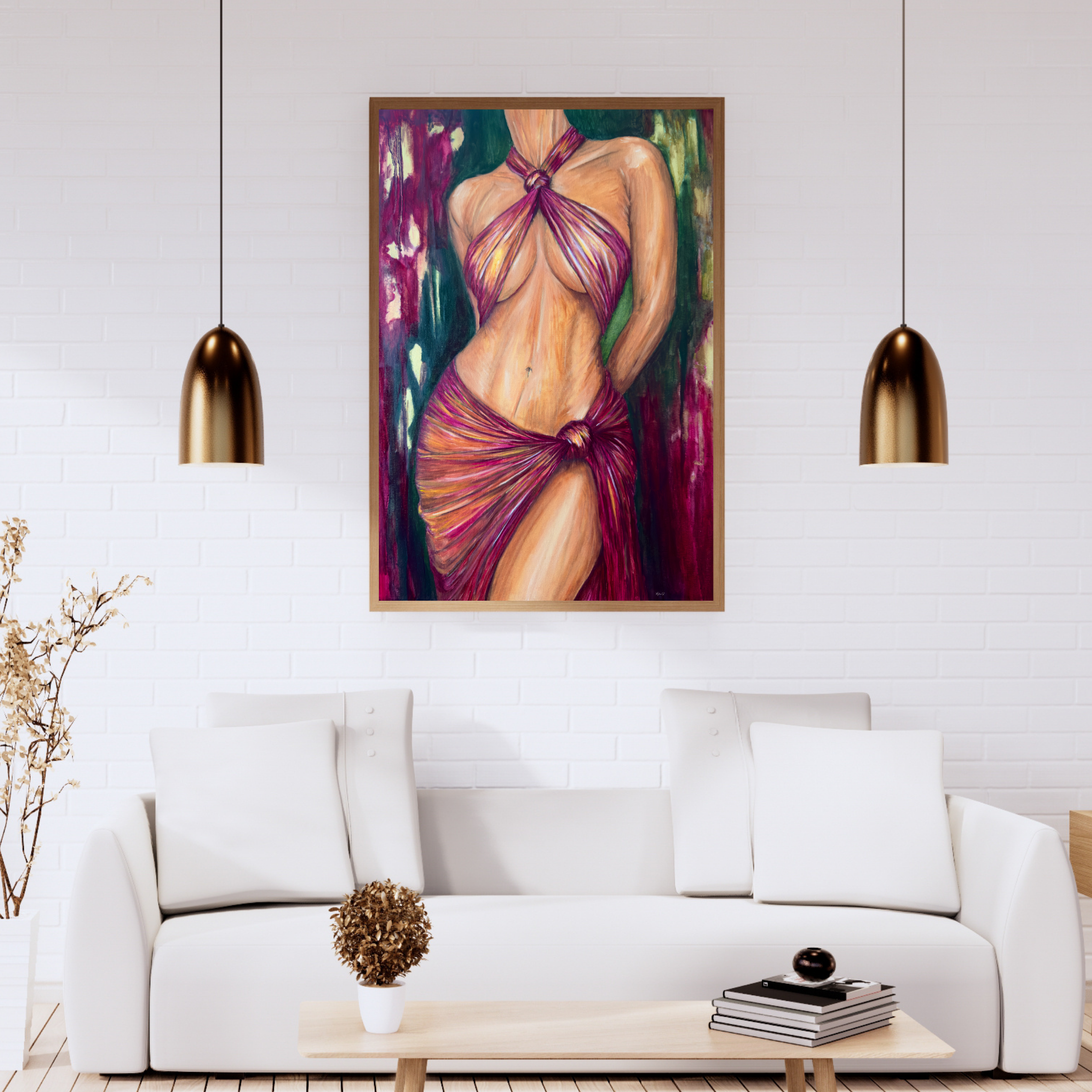 Wrapped in Mystery, Fluent in Desire - Framed Print Canvas